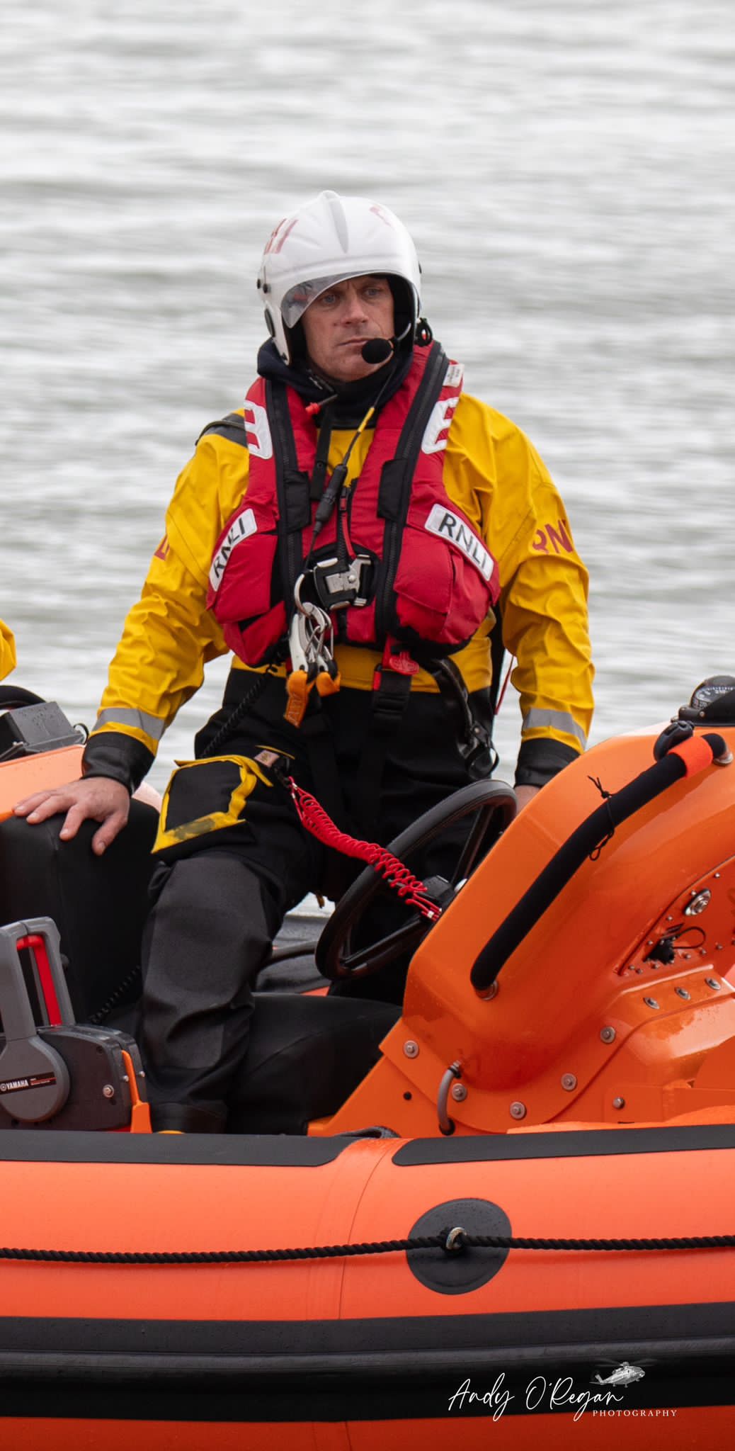 Helm Wil Stockford on a training exercise aboard Aberdoveys Atlantic 85
