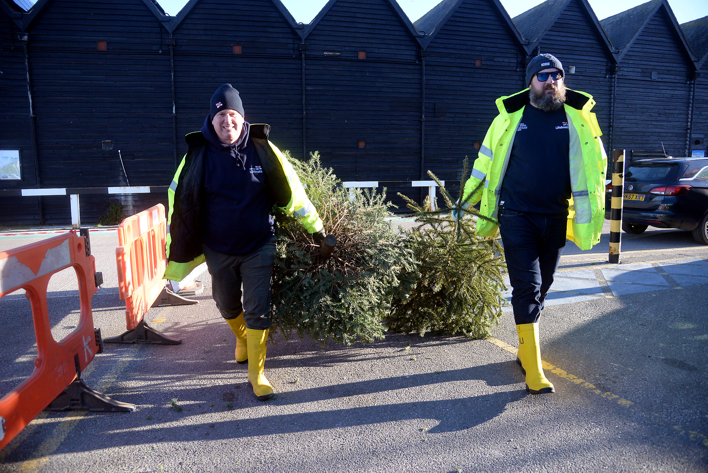 Two more trees arrive for recycling at Whitstable lifeboat station on Sunday.