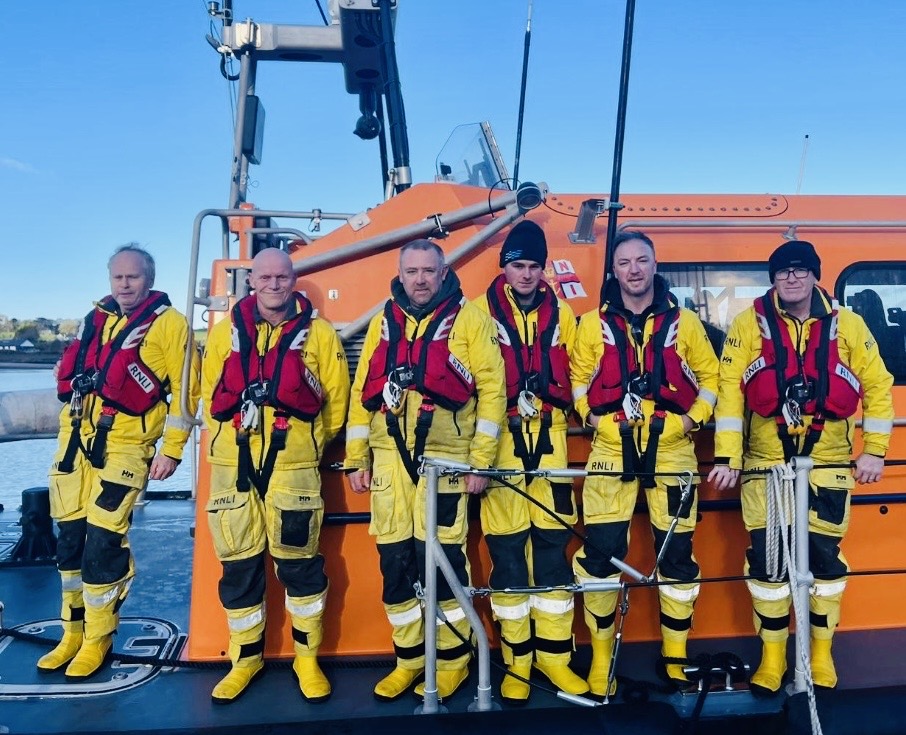 Courtmacsherry RNLI's lifeboat crew pictured on the lifeboat after the call out