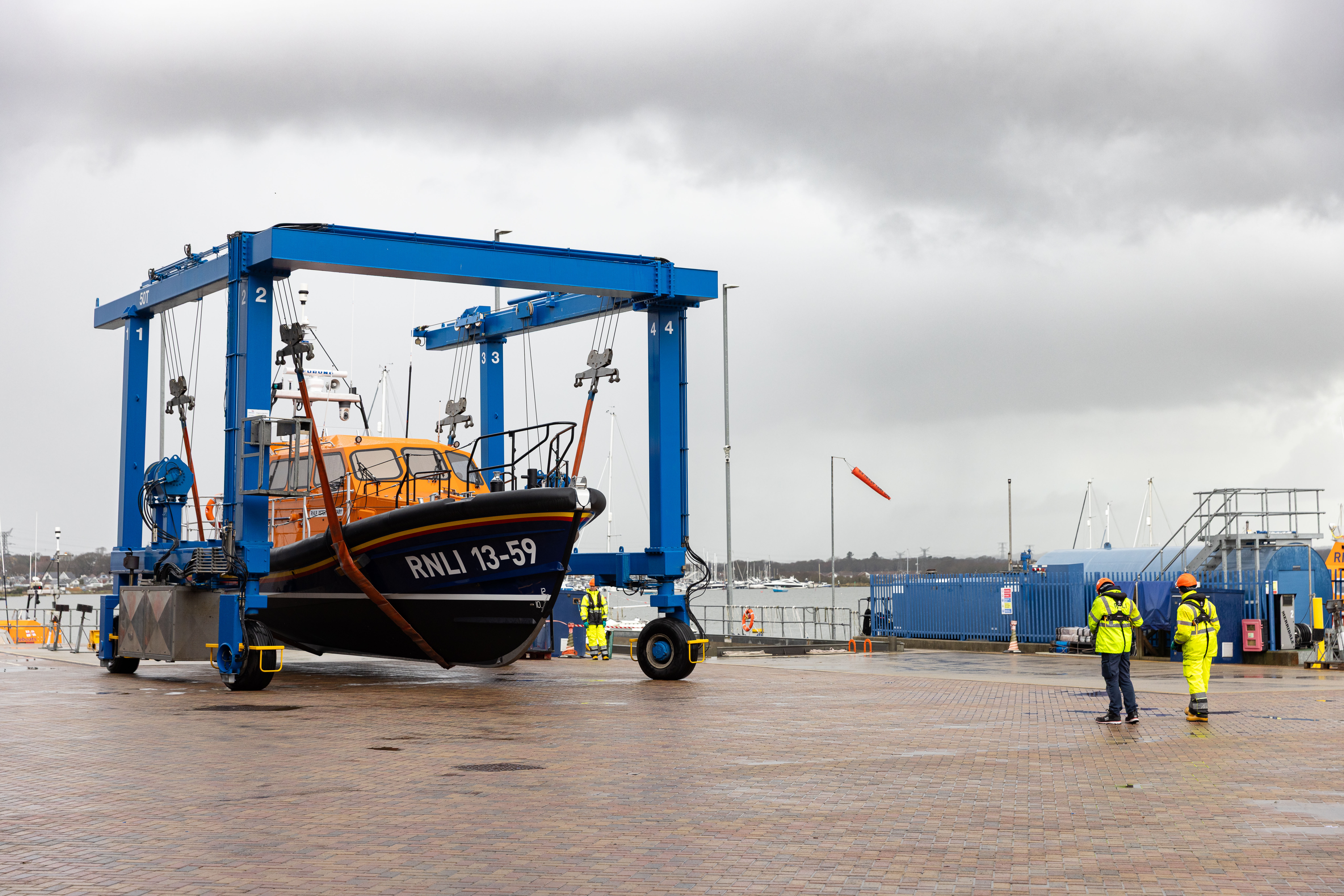 RNLB Peter and Mary at the official bell-ringing ceremony at the All-Weather Lifeboat Centre in Poole.