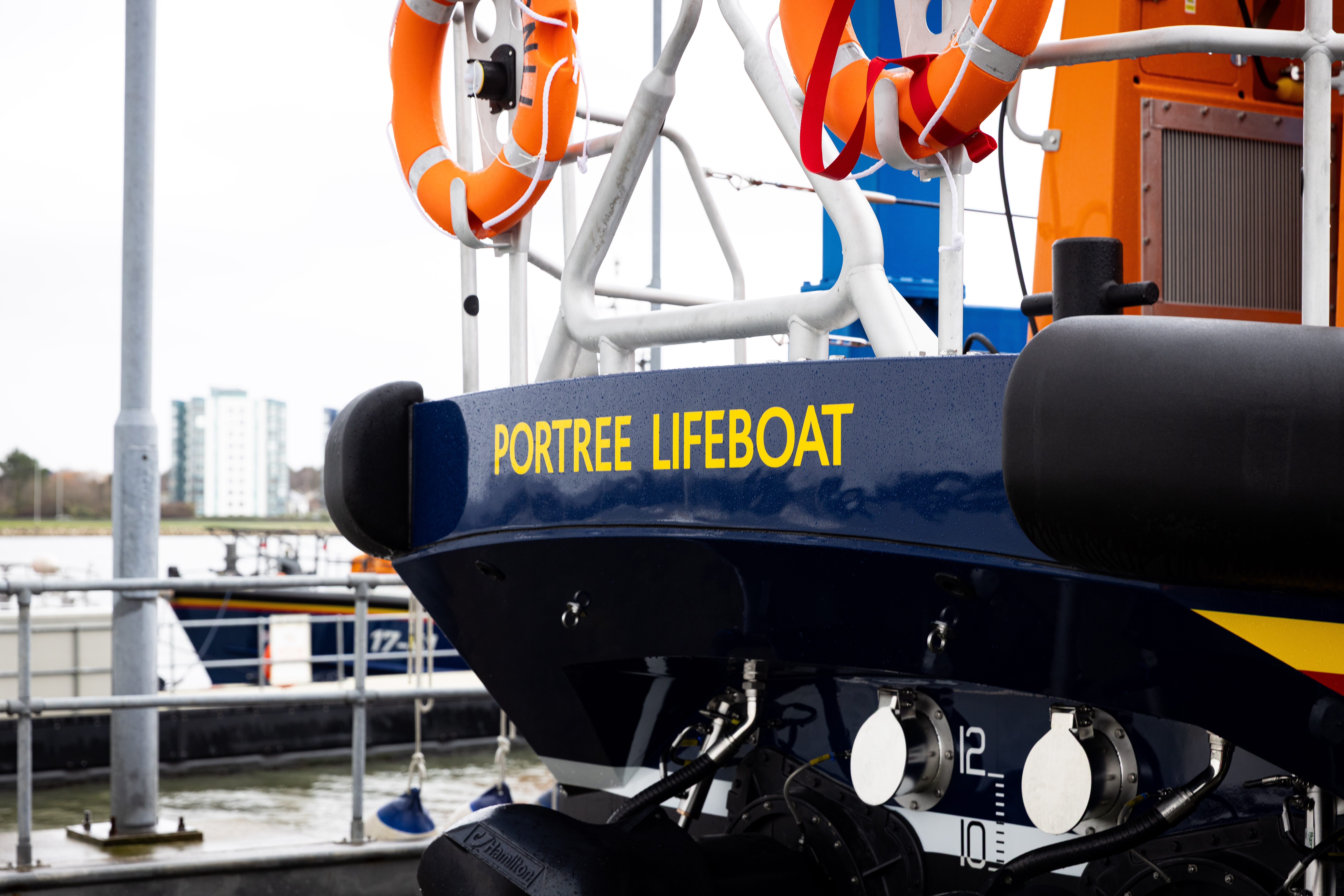 RNLB Peter and Mary at the official bell-ringing ceremony at the All-Weather Lifeboat Centre in Poole.