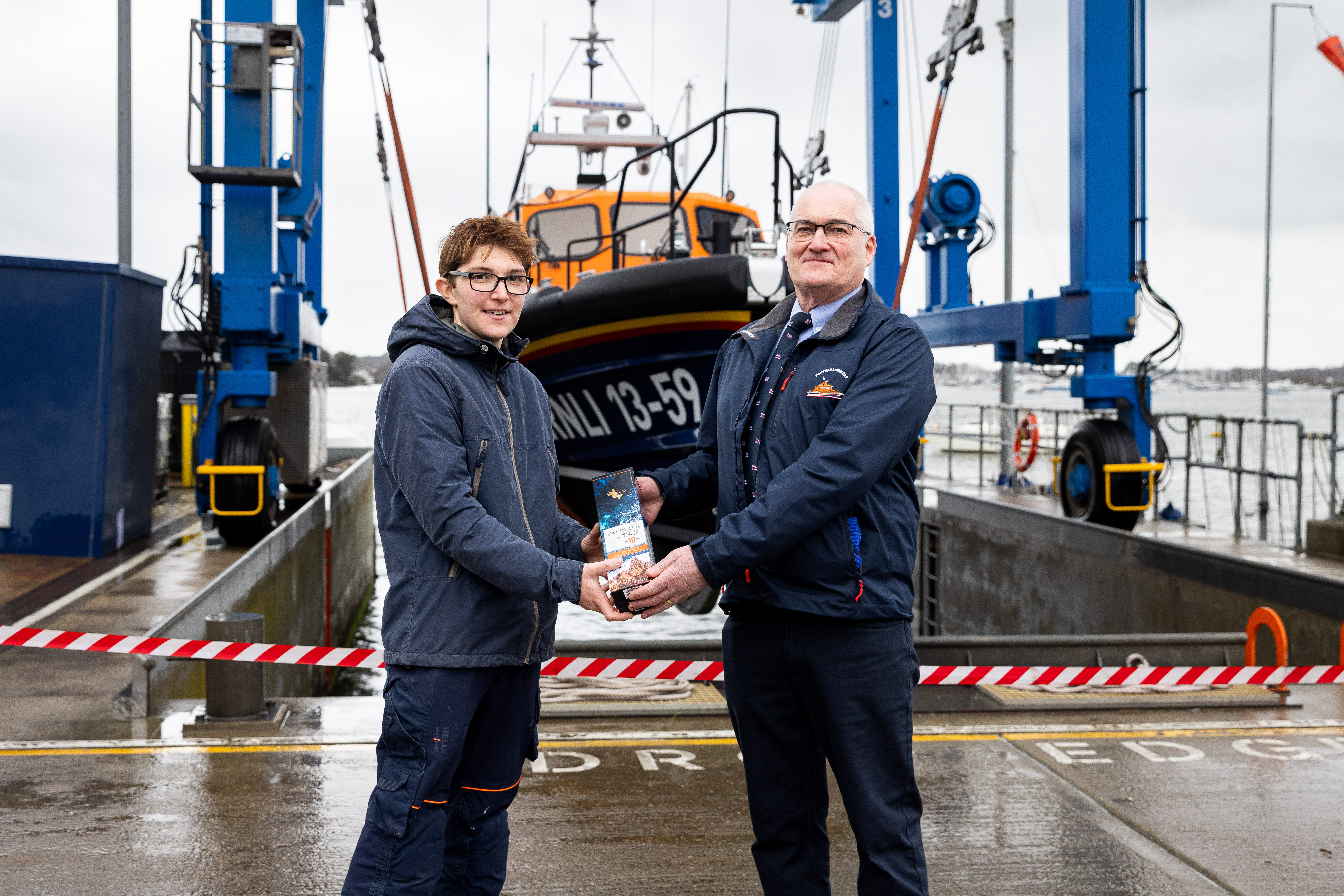 RNLB Peter and Mary at the official bell-ringing ceremony at the All-Weather Lifeboat Centre in Poole.