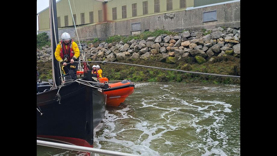 Floating Water Rescue Rope Galway RNLI rescue lone sailor adrift 2 miles offshore | RNLI