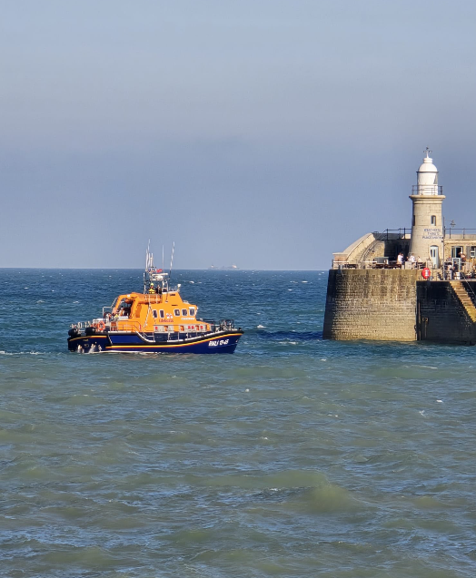 The RNLI Duke of Kent off Folkestone Harbour