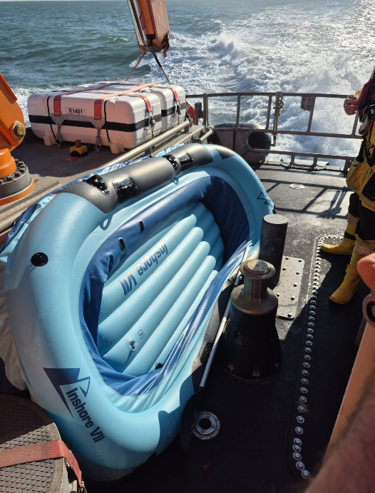 The dinghy safely recovered on board the lfeboat