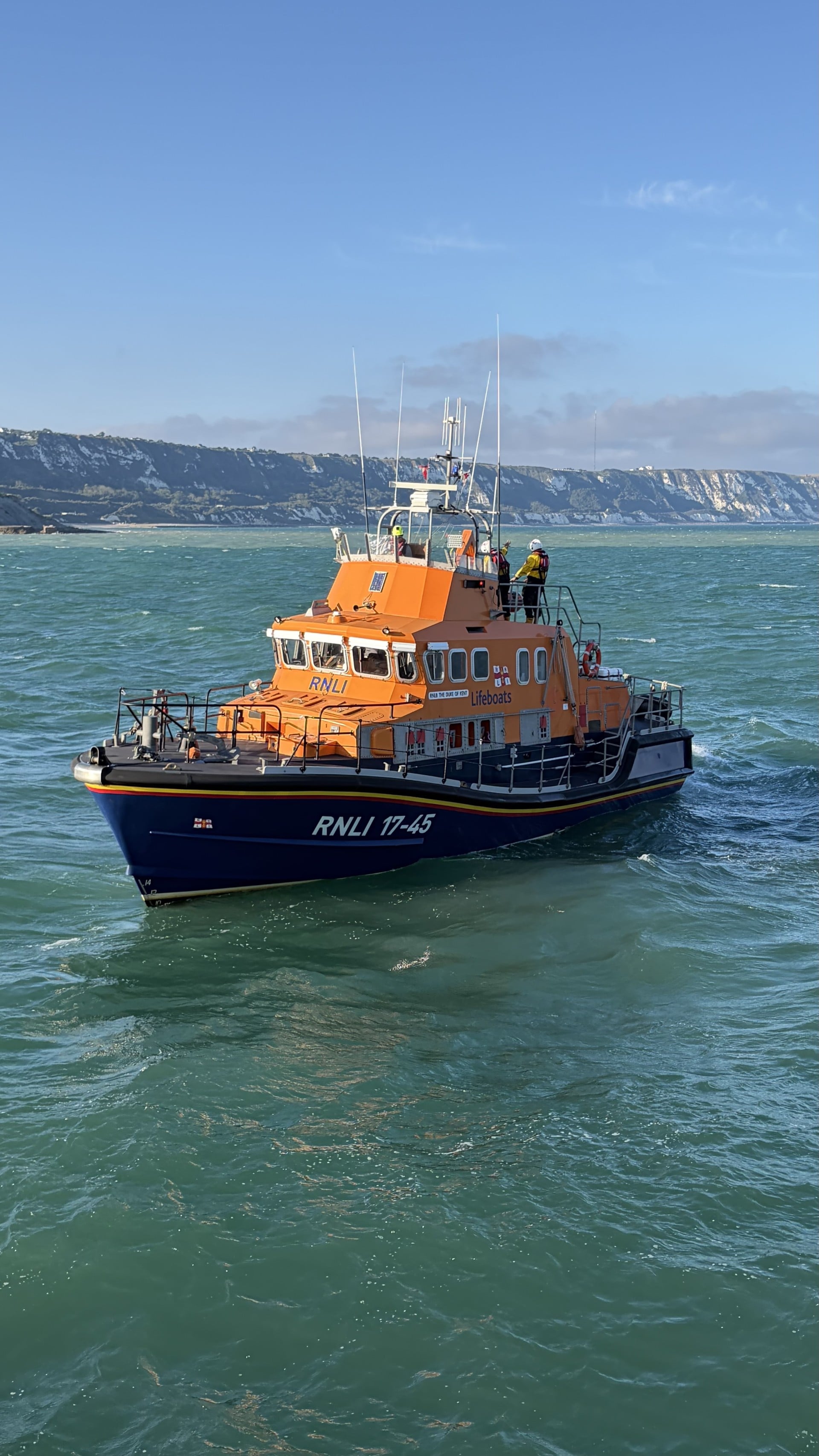 The Dover lifeboat Duke of Kent at Harbour Arm in Folkstone