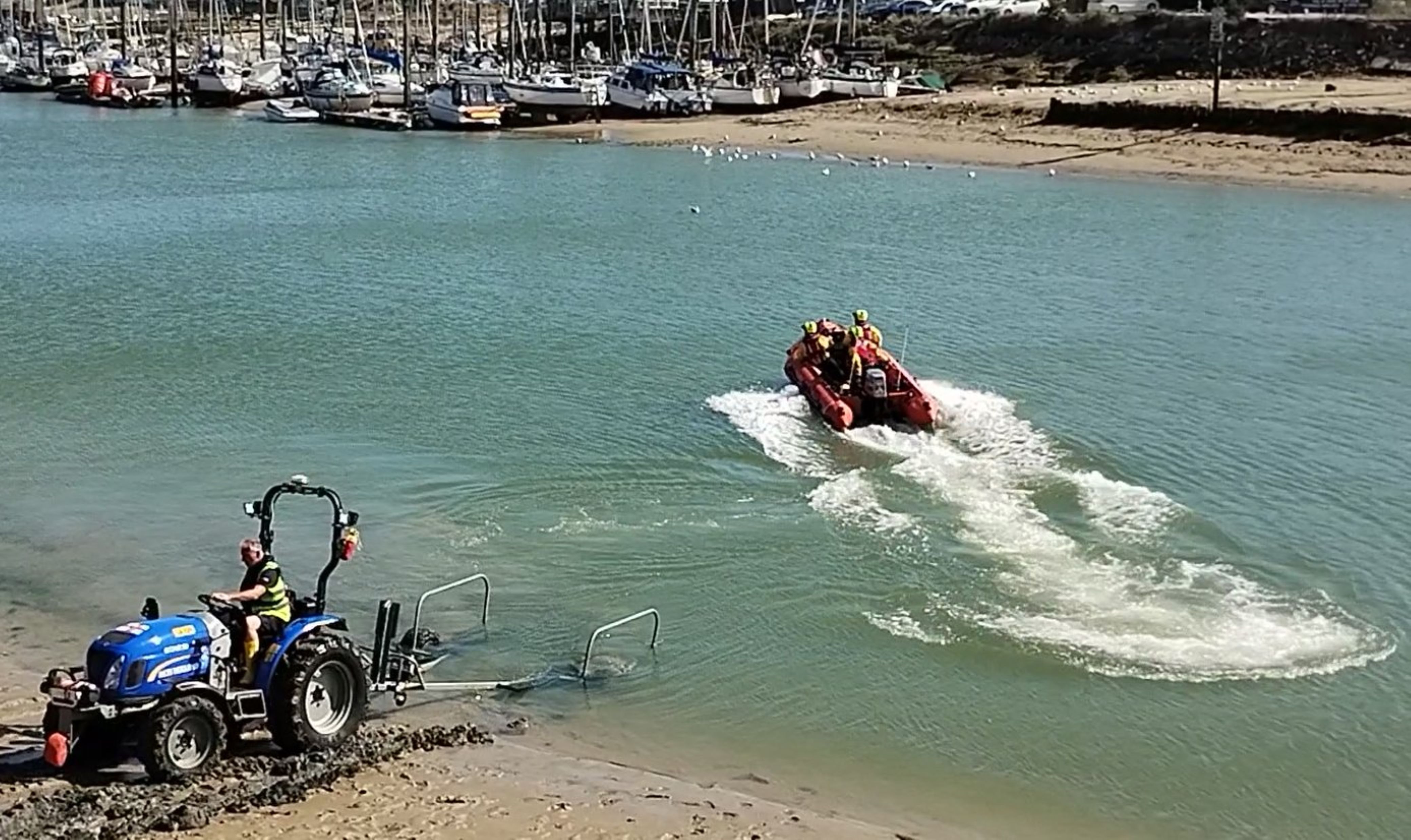 D-902 Spirit of Fidelity D-Class lifeboat launches into the River Arun on a shout Sunday 12 July