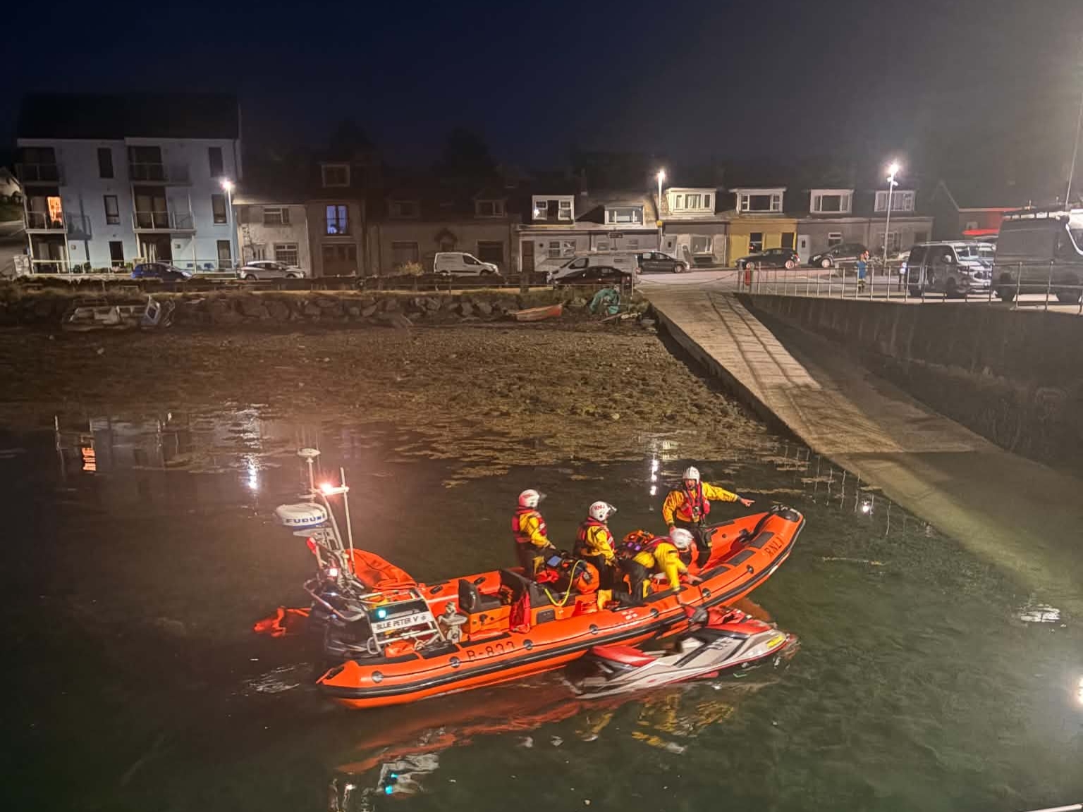 Portaferry RNLI volunteer crew arrive back to Portaferry after the multi agency call out
