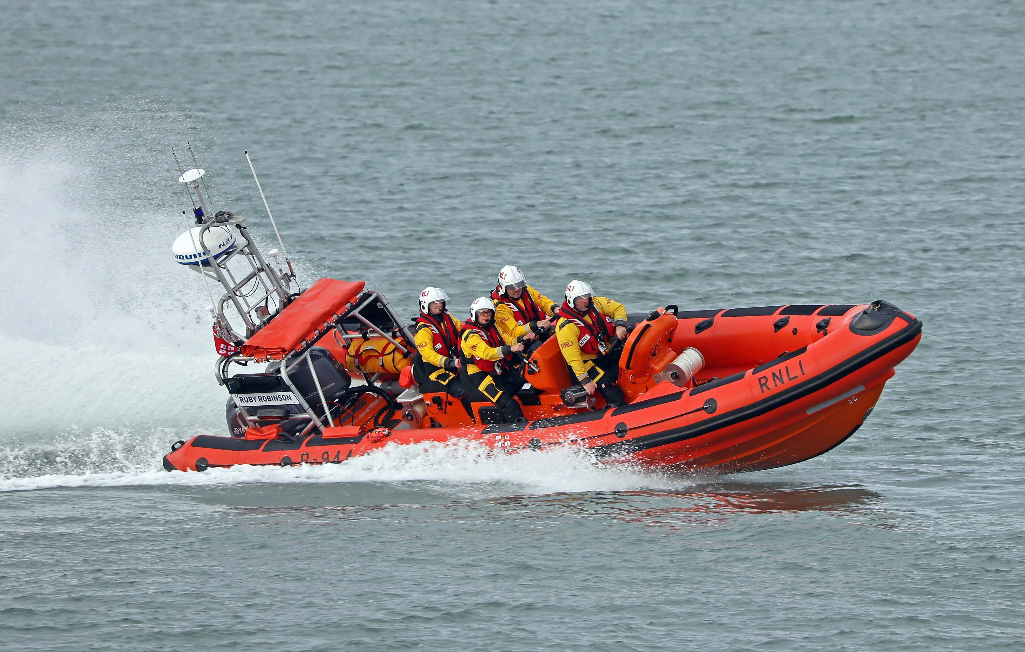 Photo of Bangor RNLI's Atlantic 85 class lifeboat on an exercise