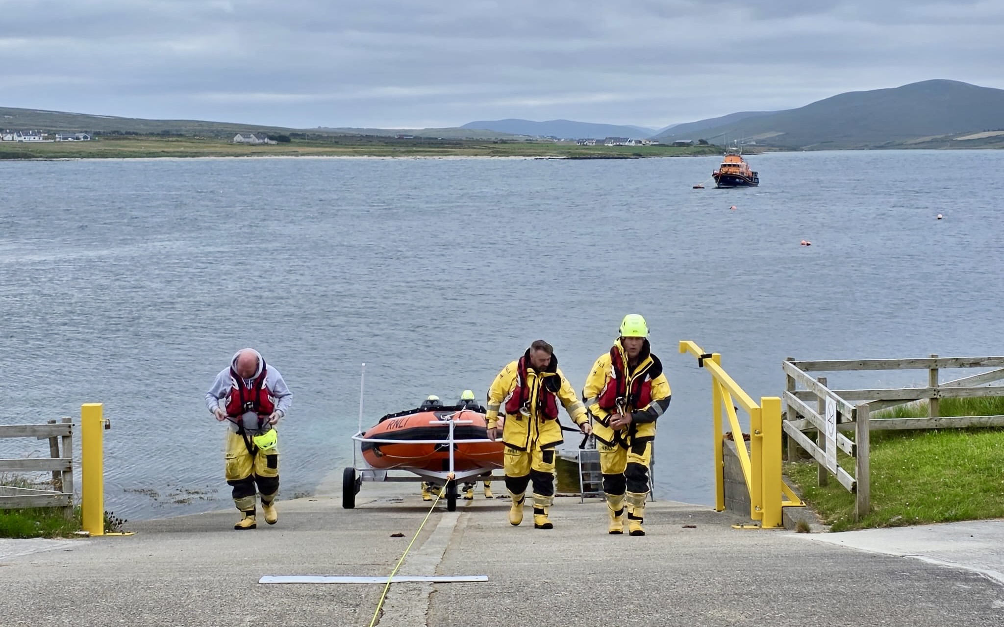 Photo of Ballyglass RNLI crew on the slipway