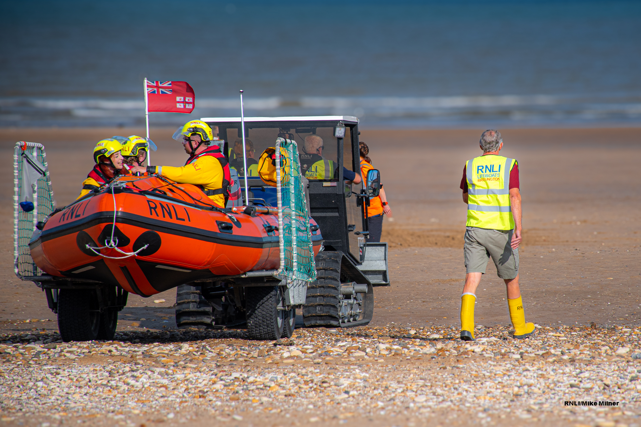 Bridlington RNLI Volunteers prepare to launch on exercise shortly before the evenings tasking.