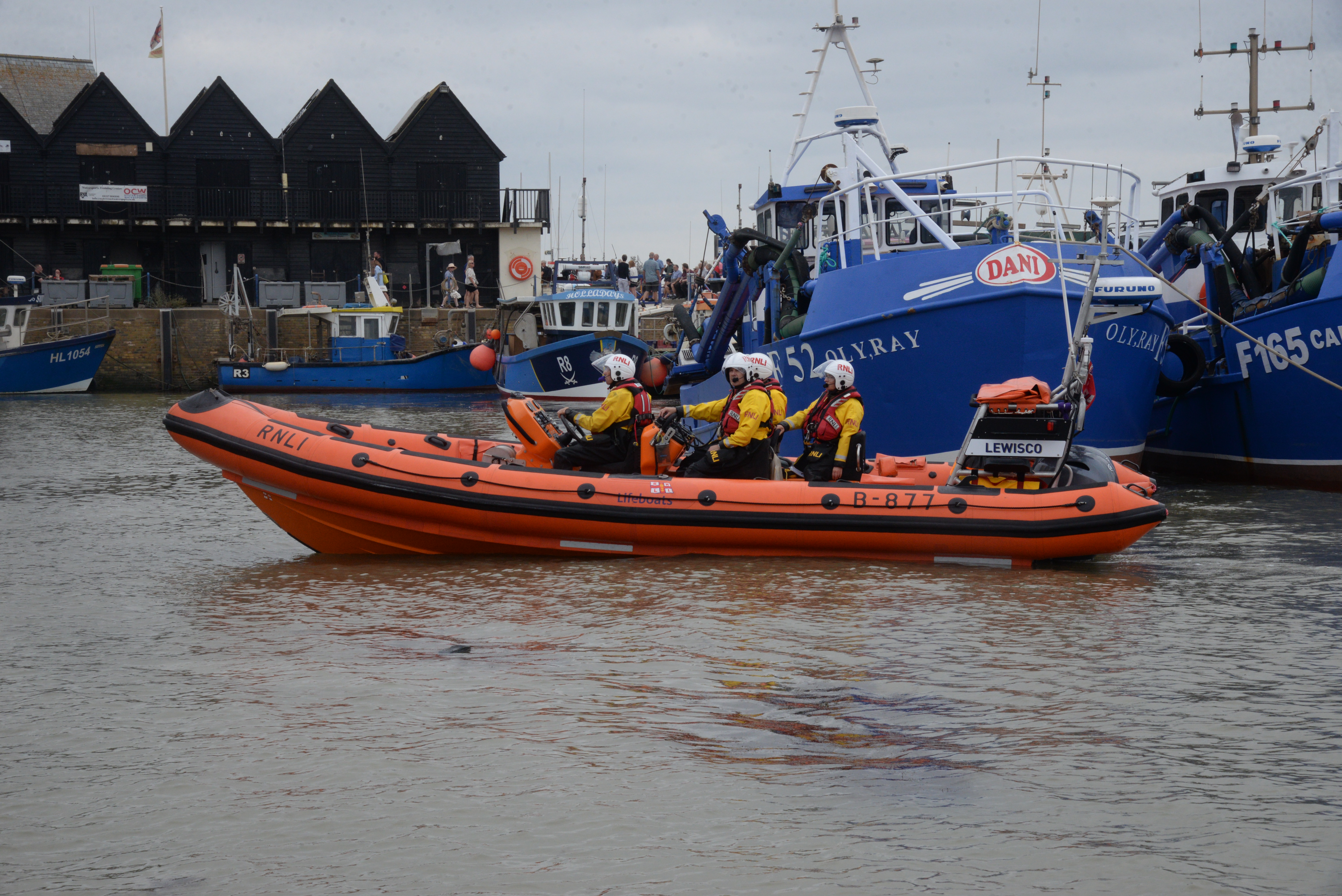 The Whitstable B-lass lifeboat Lewisco in the harbour during an exercice on Saturday afternoon.