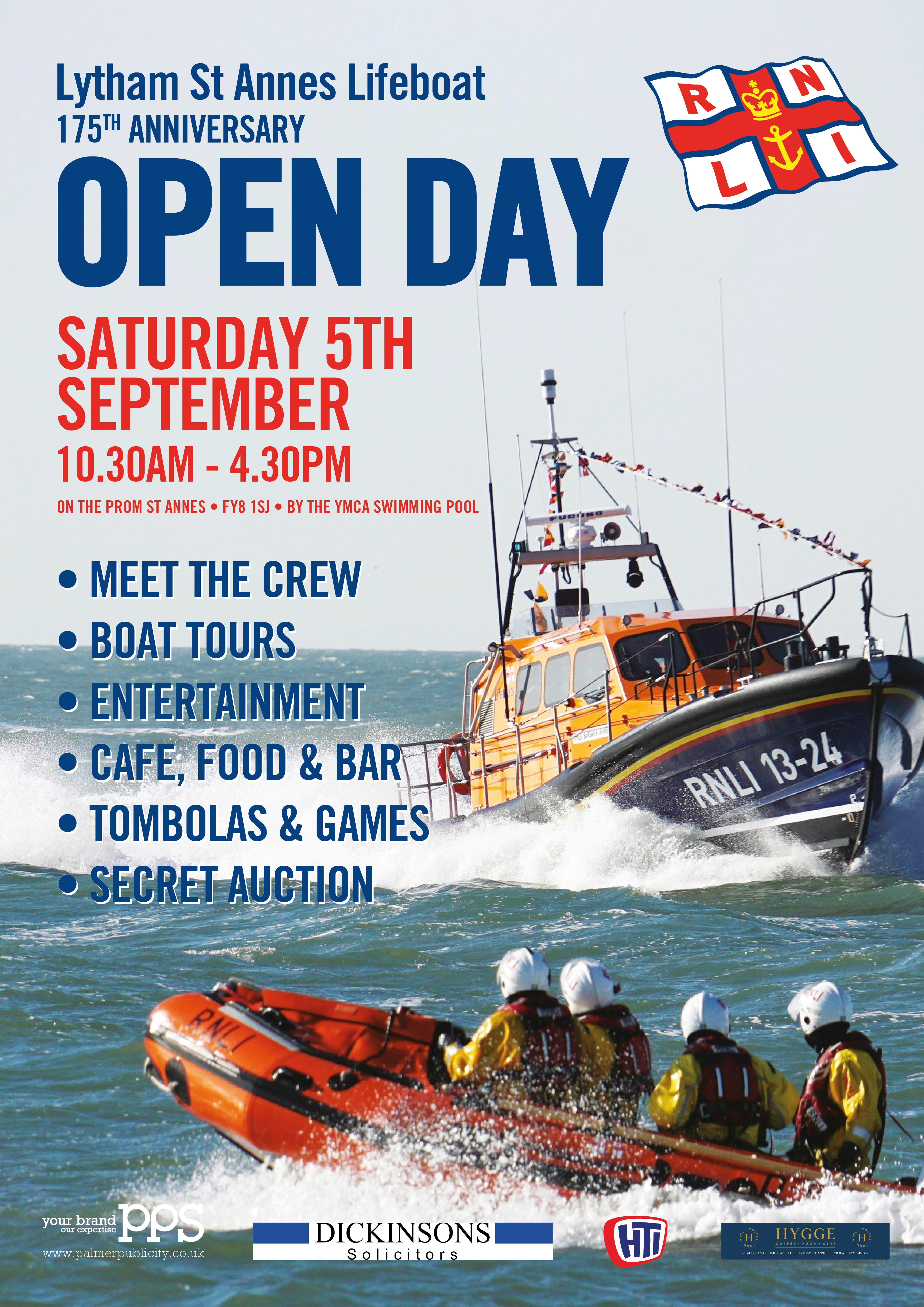 A poster describing the Lytham St Annes Lifeboat Station Open Day