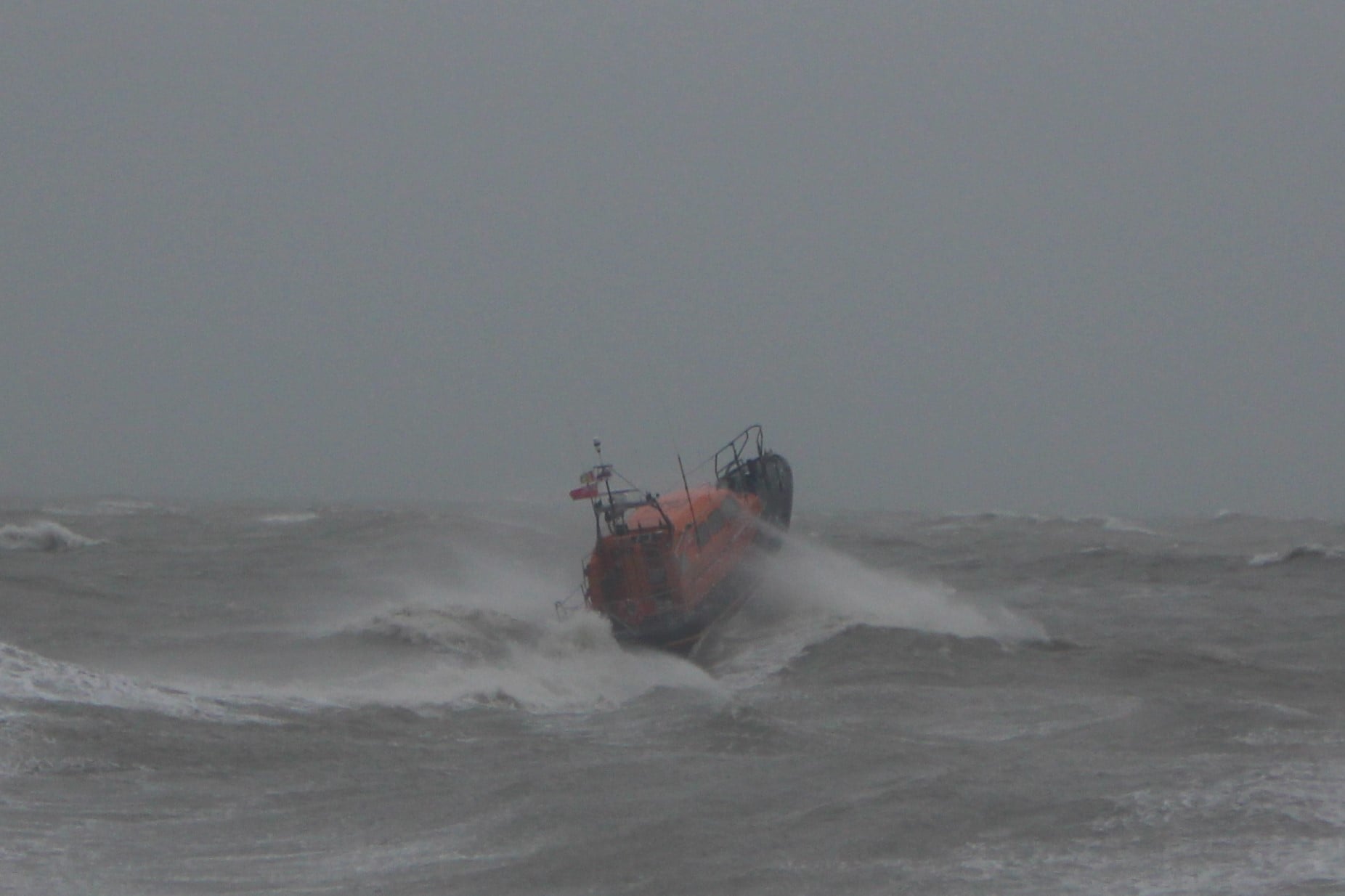 Hastings lifeboat pictured in a very rough sea