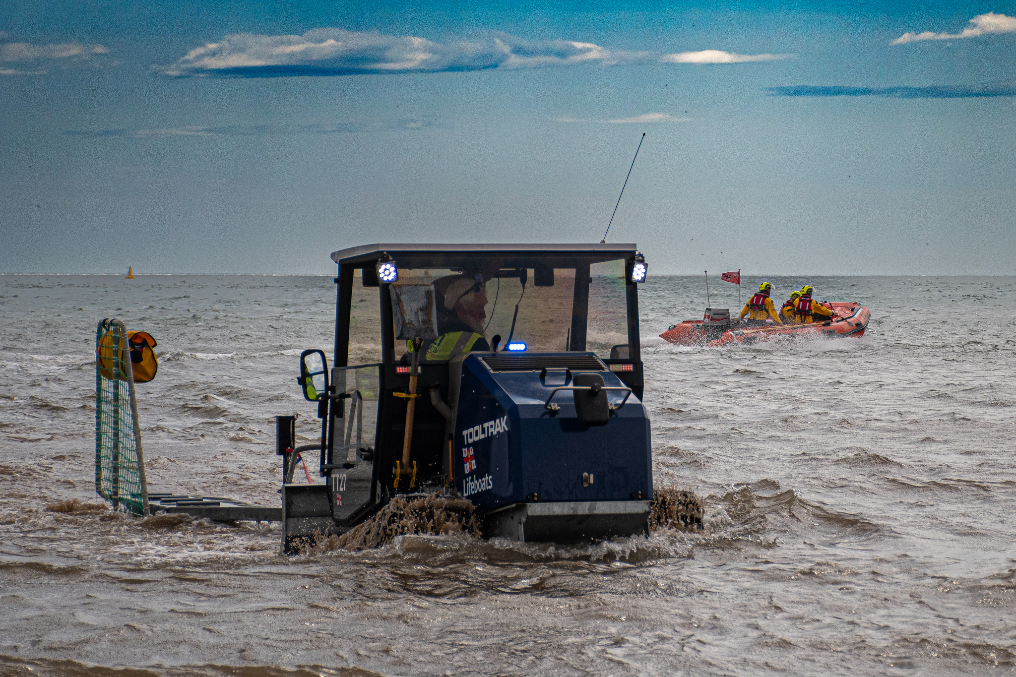Bridlington RNLI inshore lifeboat launches in response to tasking at Fraisthorpe on Saturday.