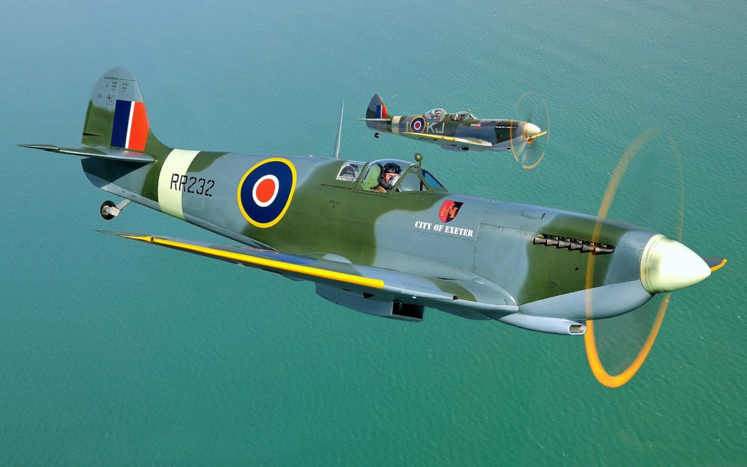 a pair of vintage fighter aircraft