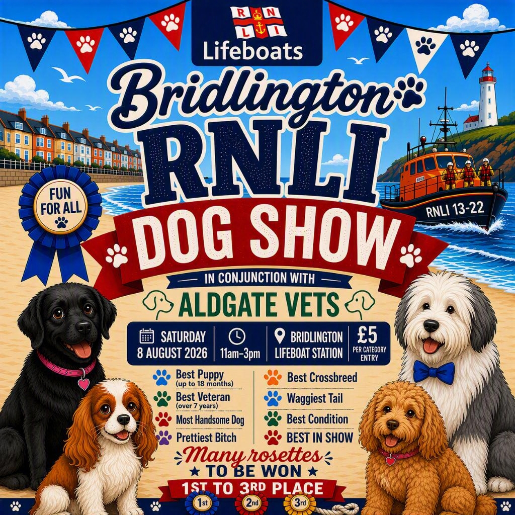 Poster for the Bridlington RNLI - Aldgate Vets Dog Show.