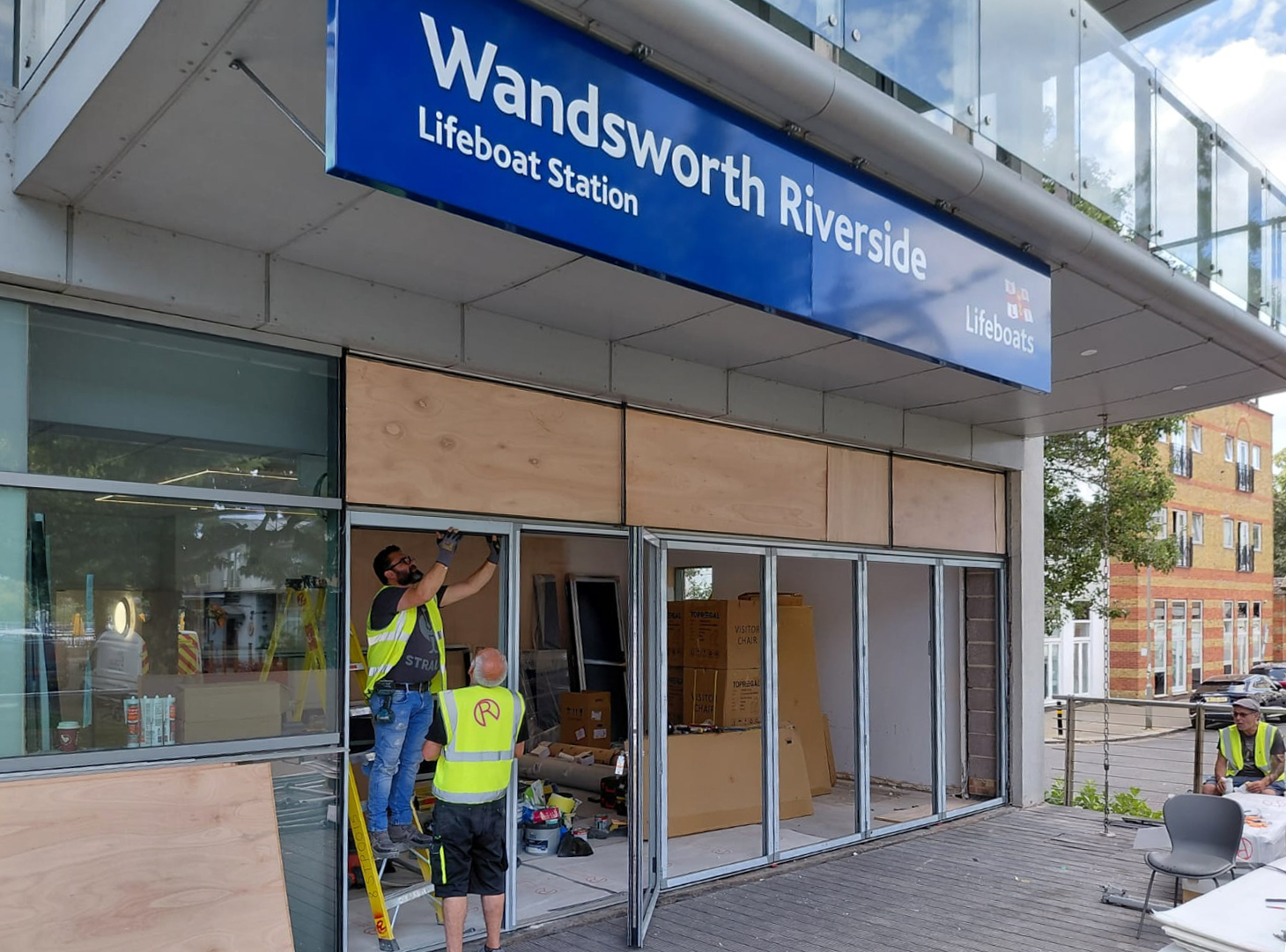 Glazed doors going in for the visitor centre