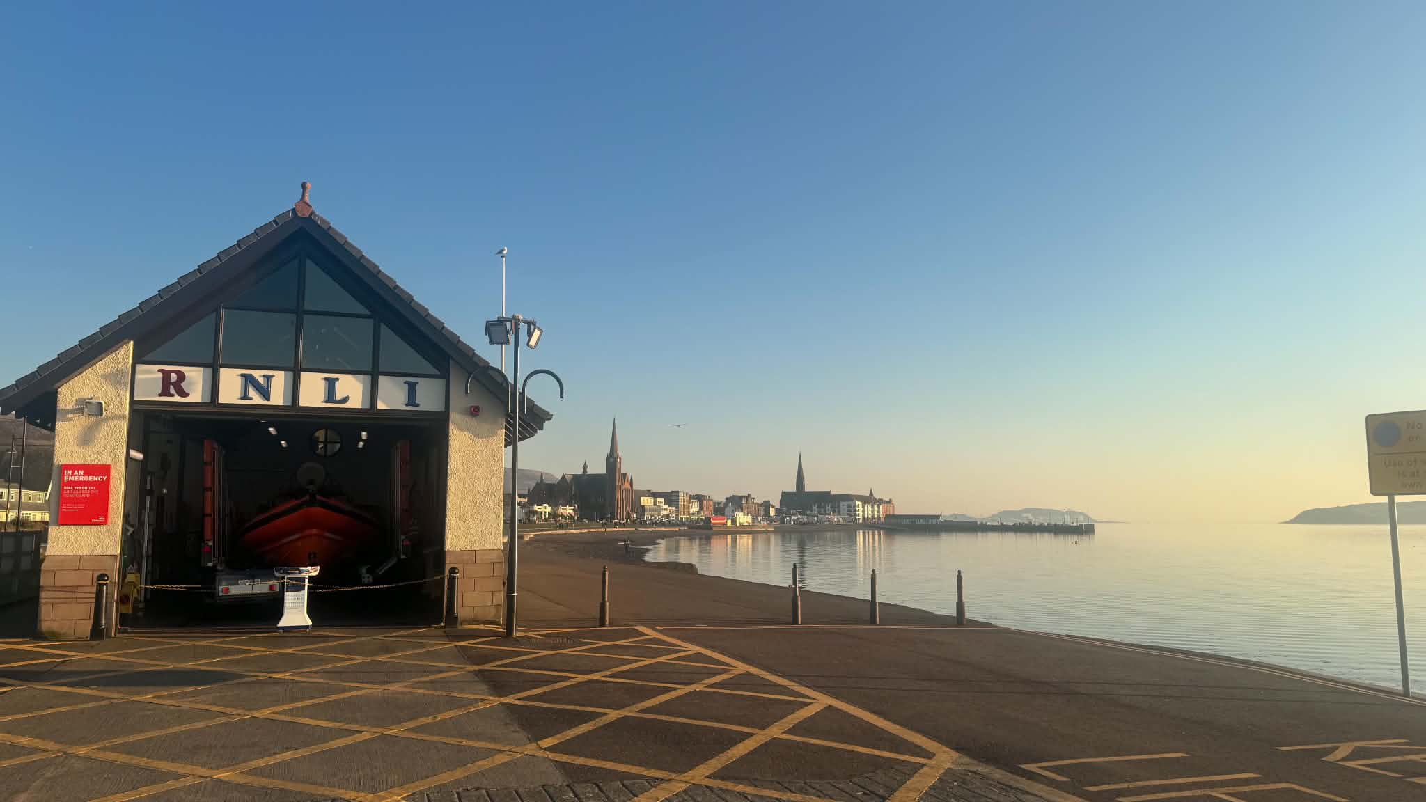Largs lifeboat station with Largs in the background