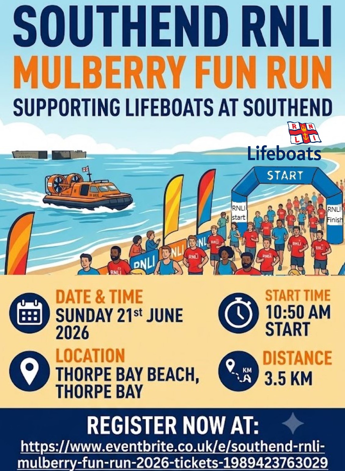 RNLI Mulberry Harbour Fun Run poster