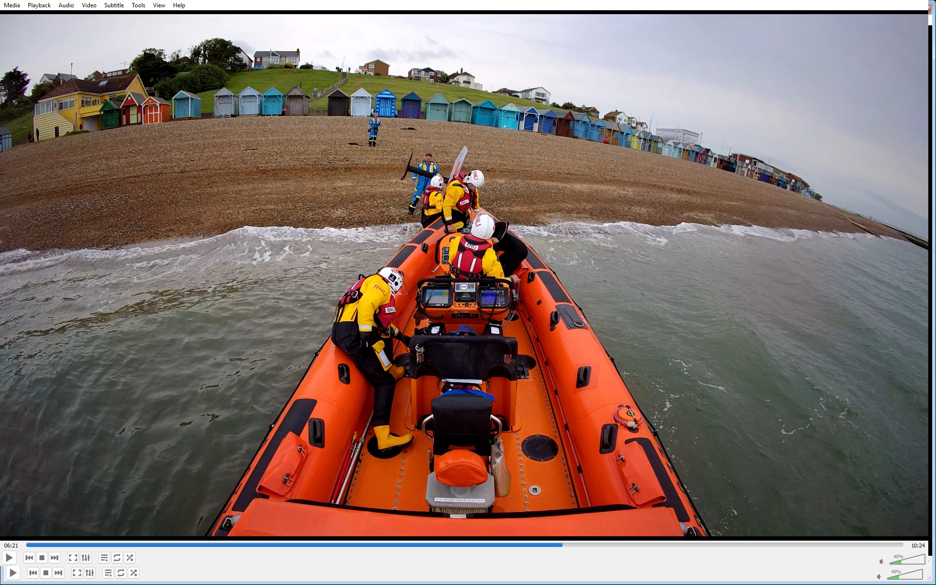 Whitstable lifeboat lands the kite surfer ashore at Herne Bay on Sunday evening.
