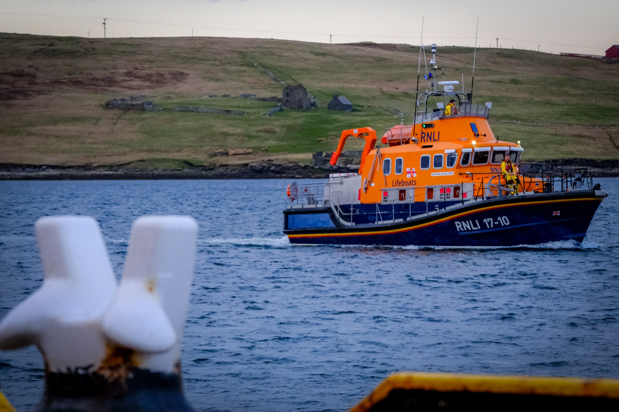 Severn class lifeboat 17-10 in Lerwick harbour