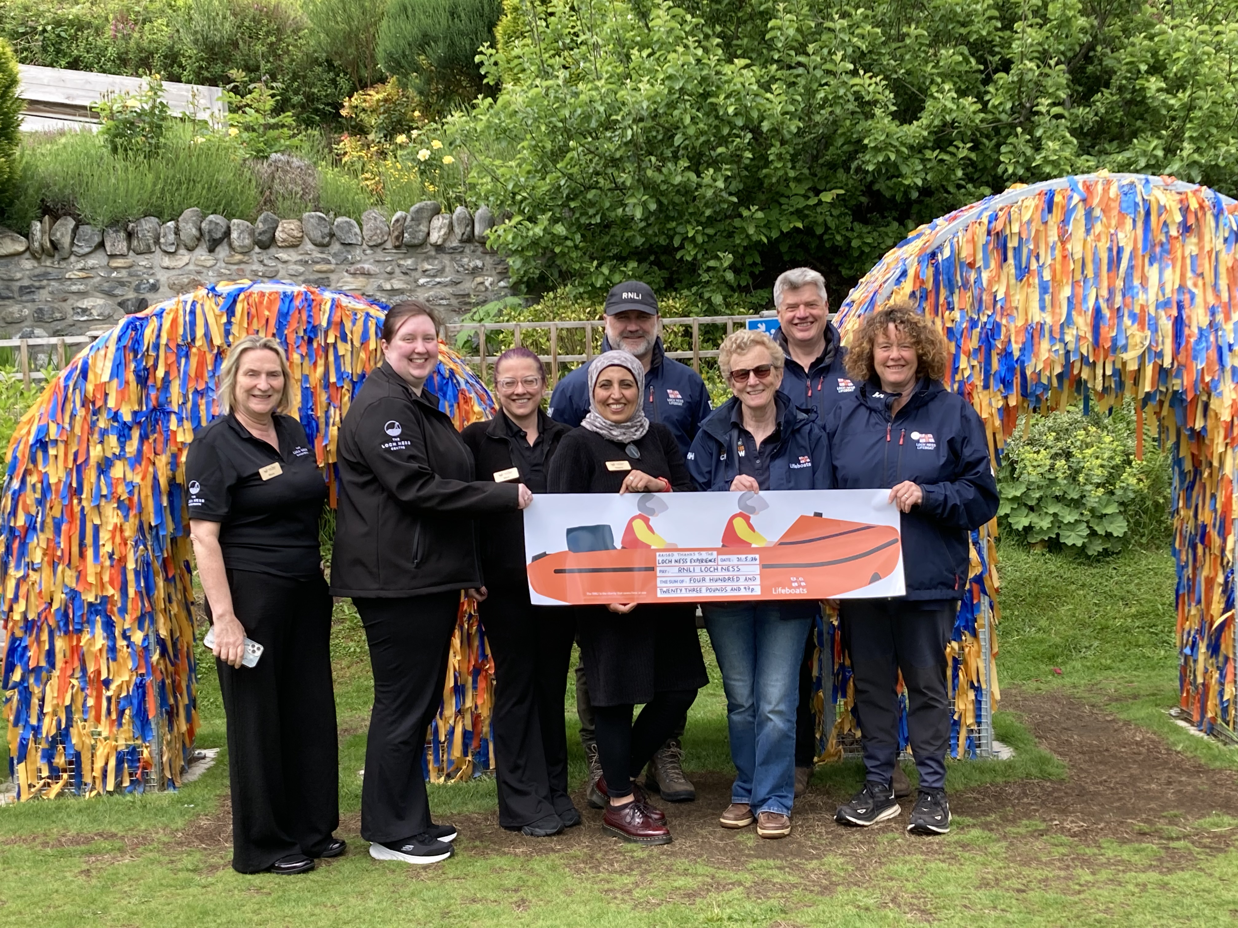 The Loch Ness Experience team with volunteer crew from RNLI Loch Ness lifeboat station