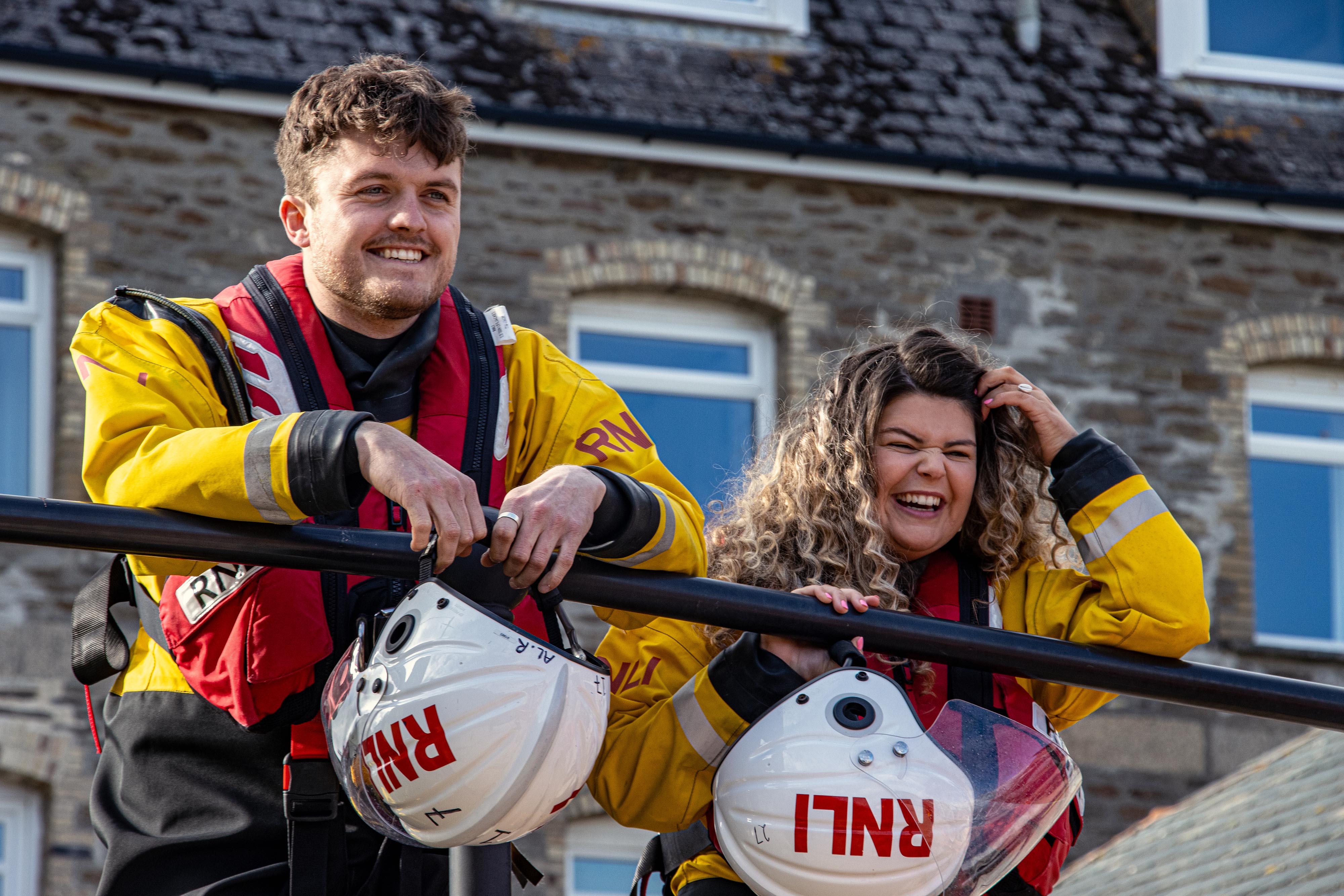 Amber and Alex at Looe Lifeboat Station