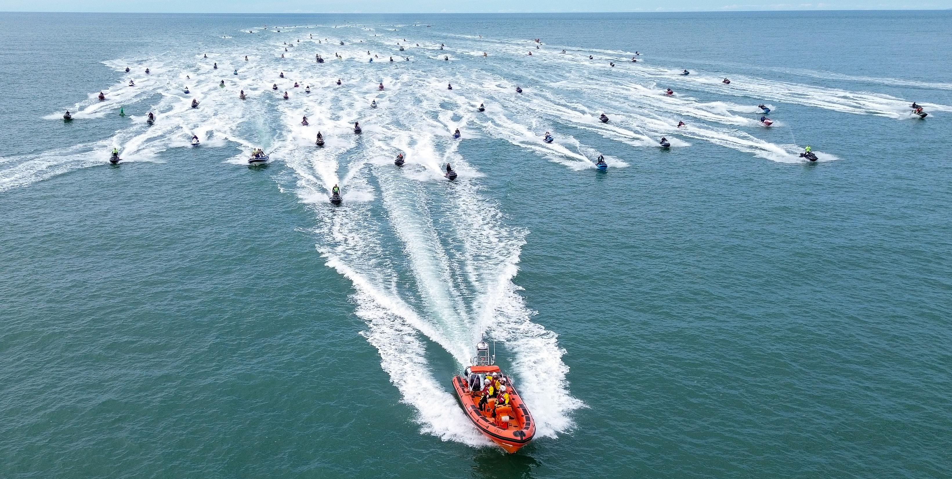 Aberdyfi RNLI B Class Lifeboat ahead of the 100 strong flotilla
