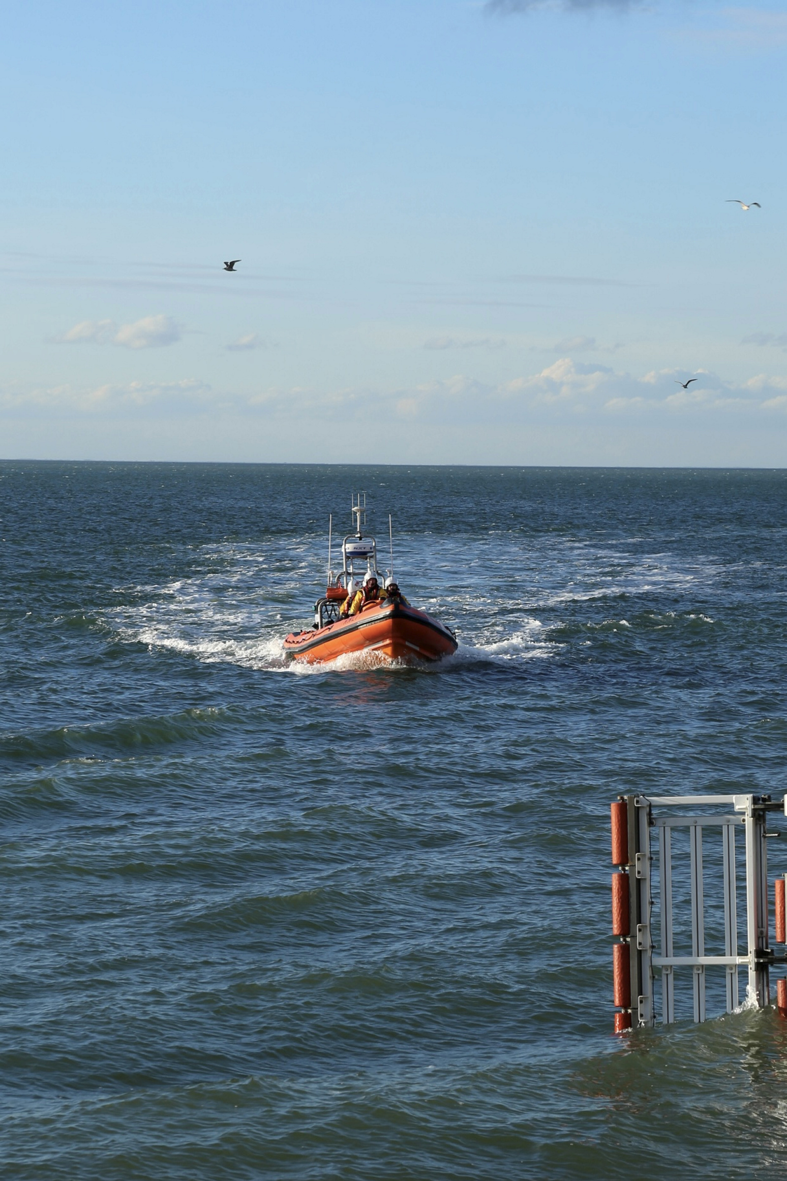 Whitstable lifeboat returns to station after the service to a teenager adrift in a derelict boat off Sheppey on Tuesday afternoon.
