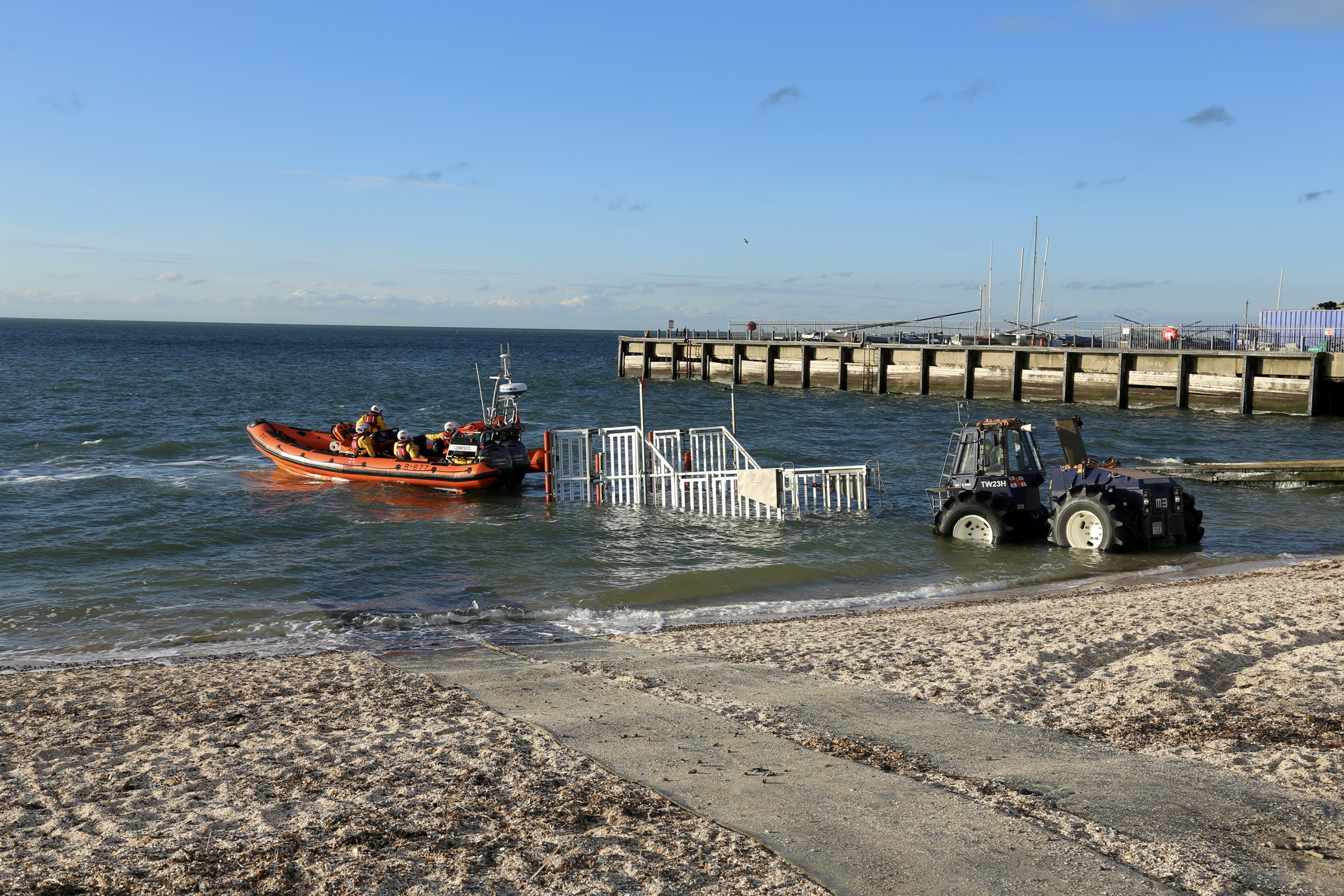 Whitstable lifeboat returns to station after the service to a teenager adrift in a derelict boat off Sheppey on Tuesday afternoon