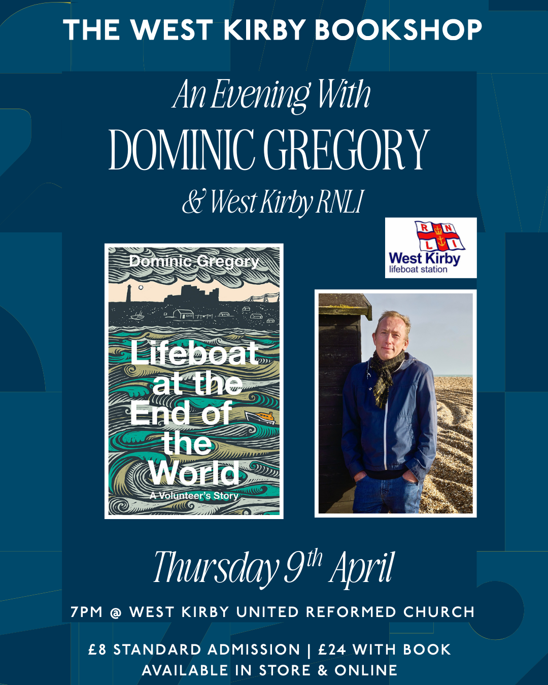 A photo showing the author, the book cover and information in text surrounding the event.