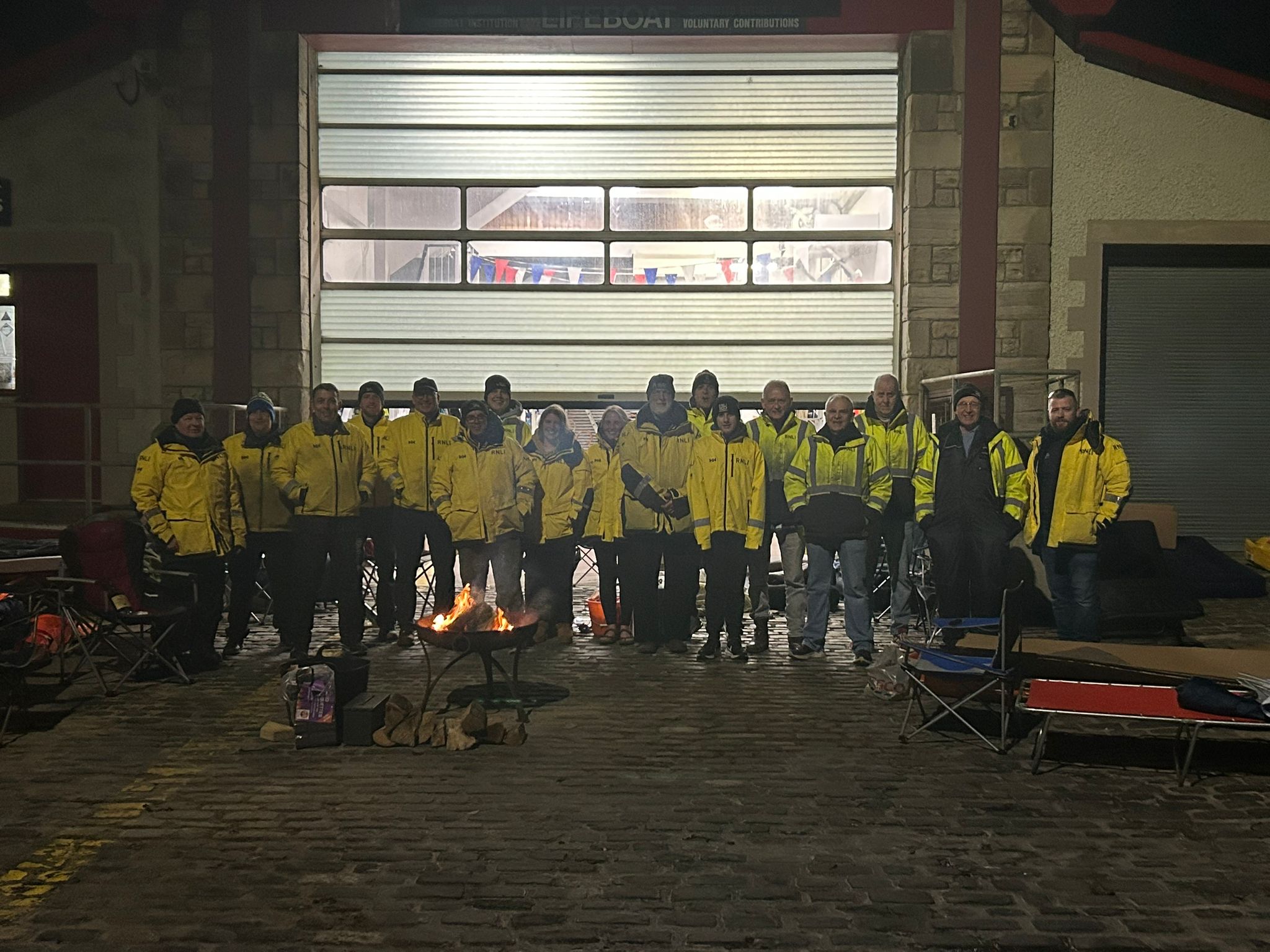 The crew at Anstruther RNLI slept out to raise funds for homeless veterans