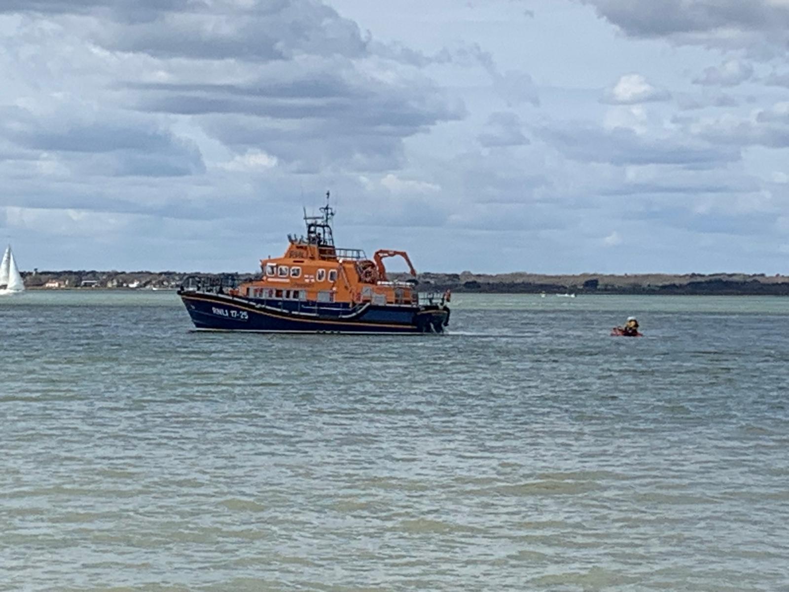 Yarmouth RNLI anchored at Fort Victoria awaiting Yclass transfer