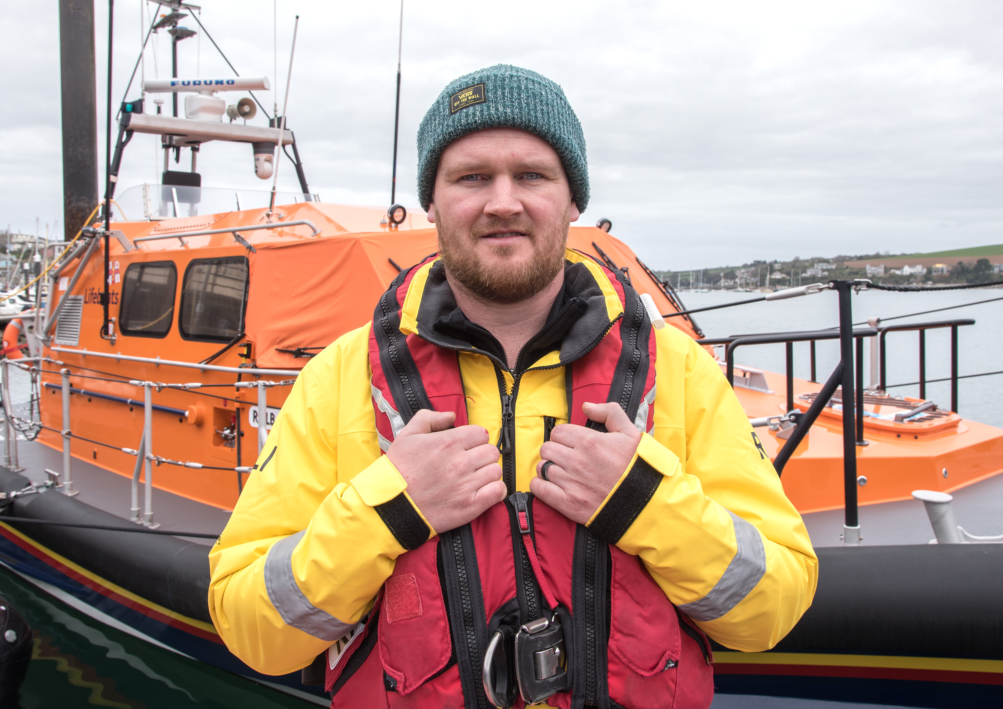 Caden Harris with Falmouth's Shannon class all-weather lifeboat
