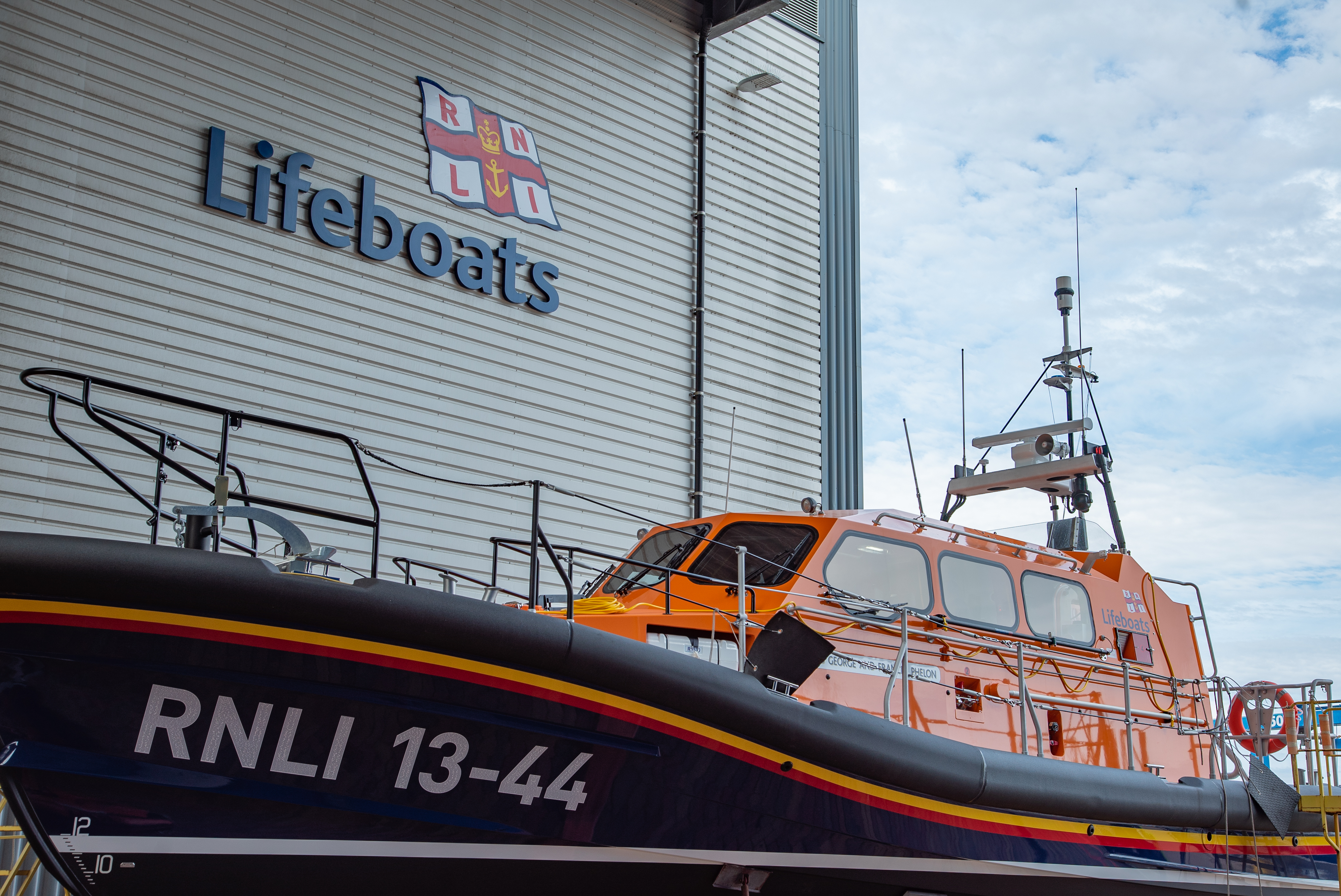 Great Yarmouth and Gorleston Shannon class lifeboat George and Francis Phelon 13-44 a the All-Weather Lifeboat Centre in Poole