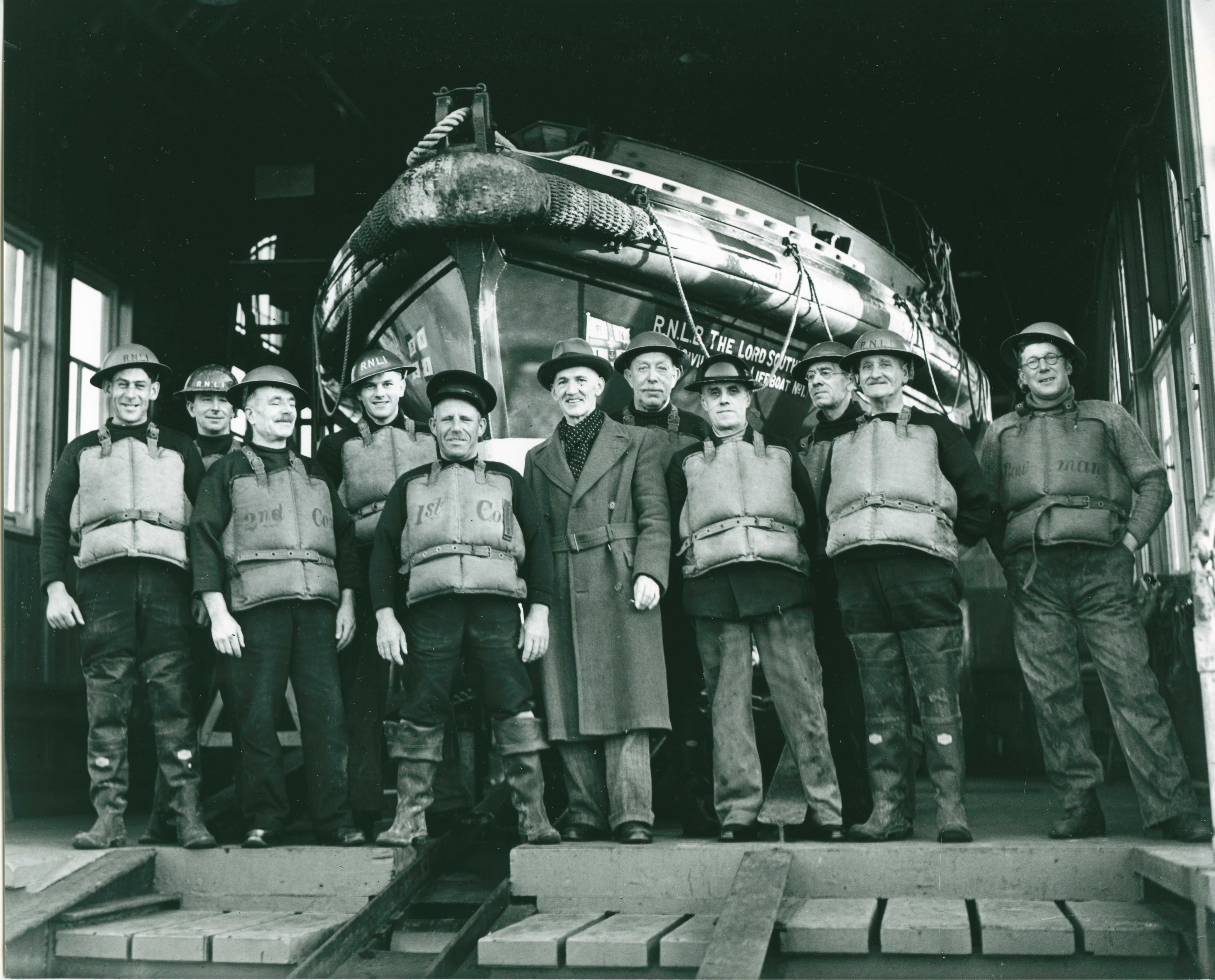 Image of Margate crew wearing Brodie helmets during the Second World War