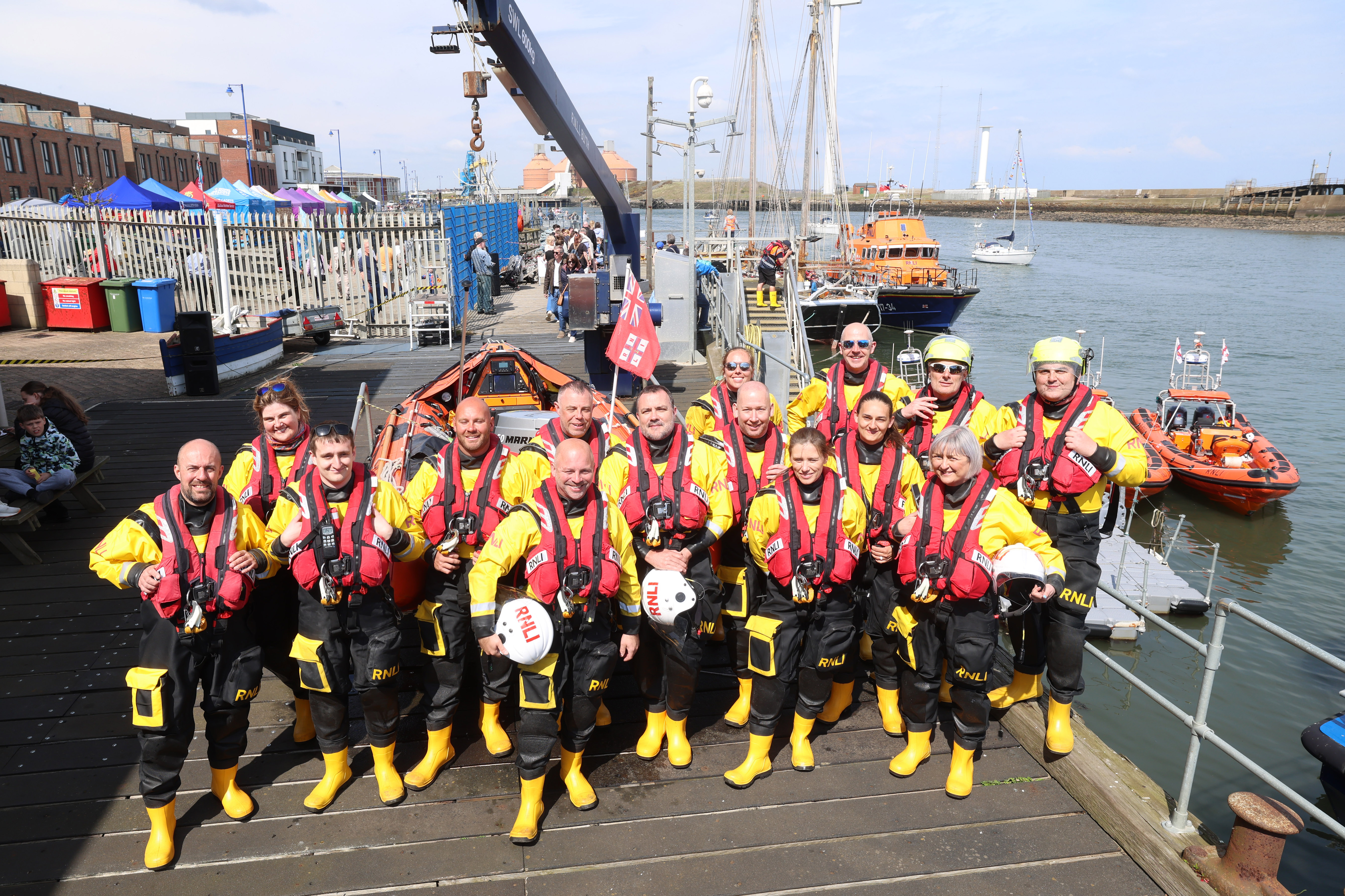 Aerial shot of lifeboat crew