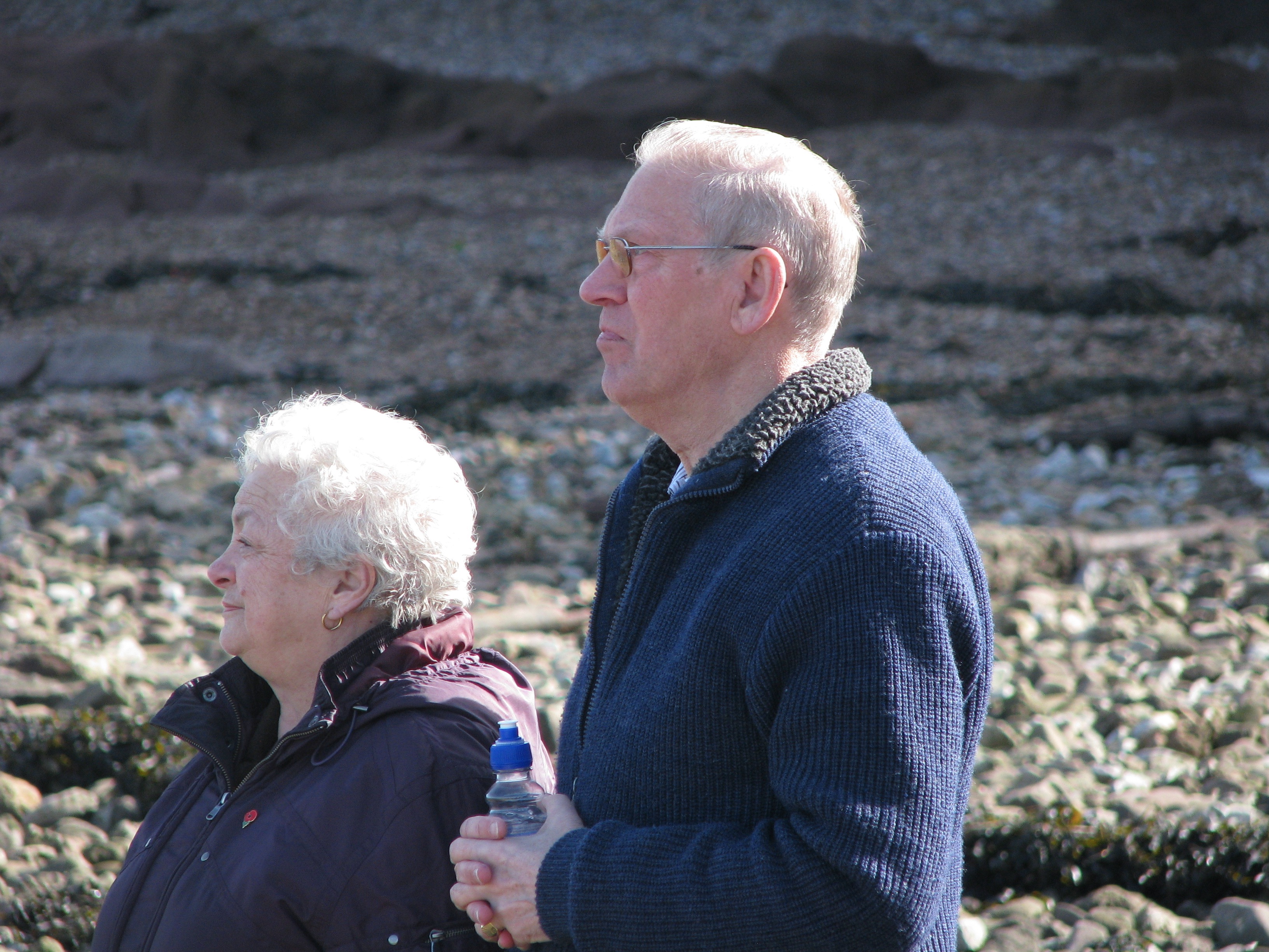 Pauline and Derek on the beach at Sugar Loaf, during the Portishead Lifeboat Trust Years
