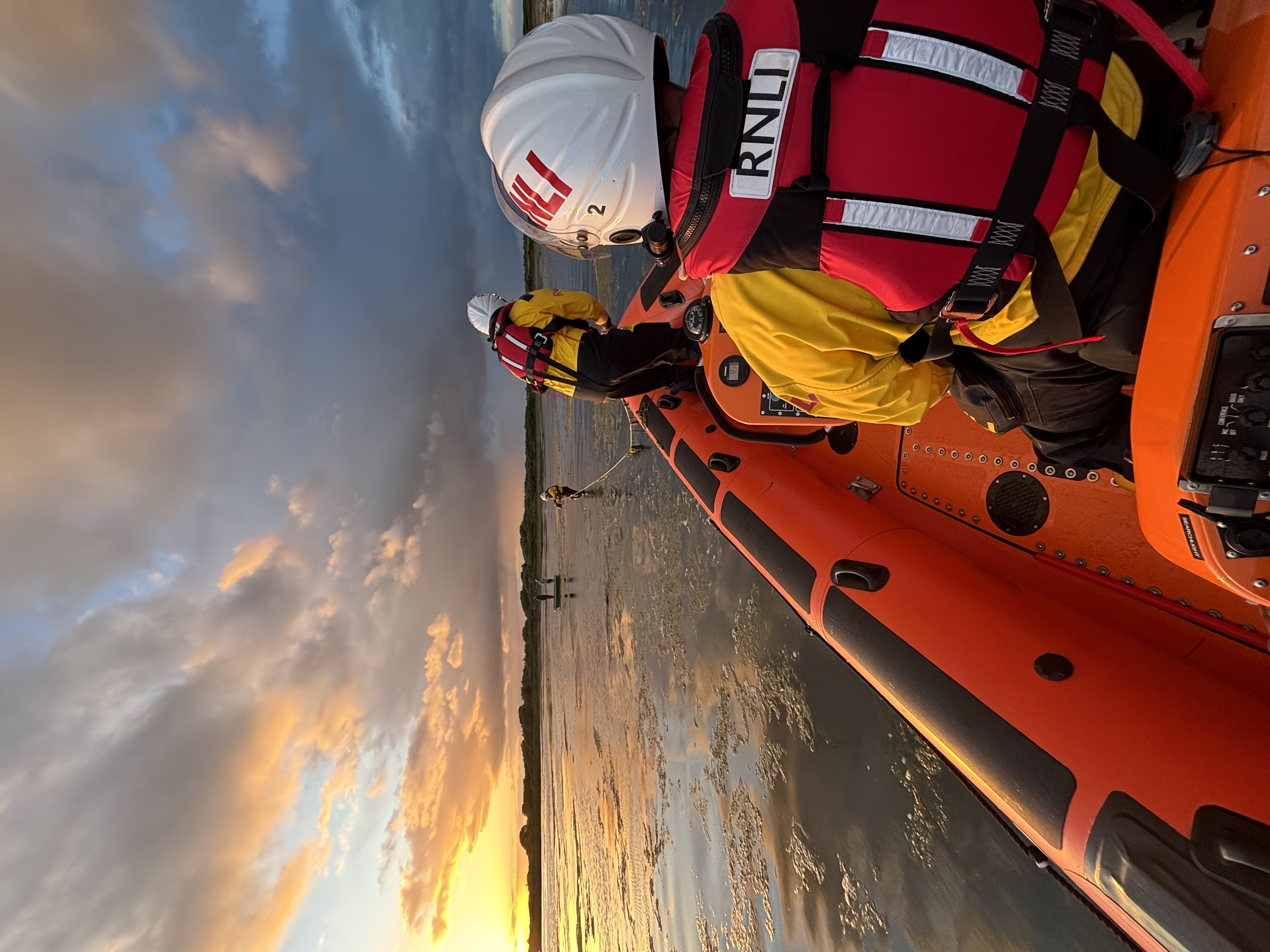 Lymington Lifeboatman Ted Ward wades to casualties