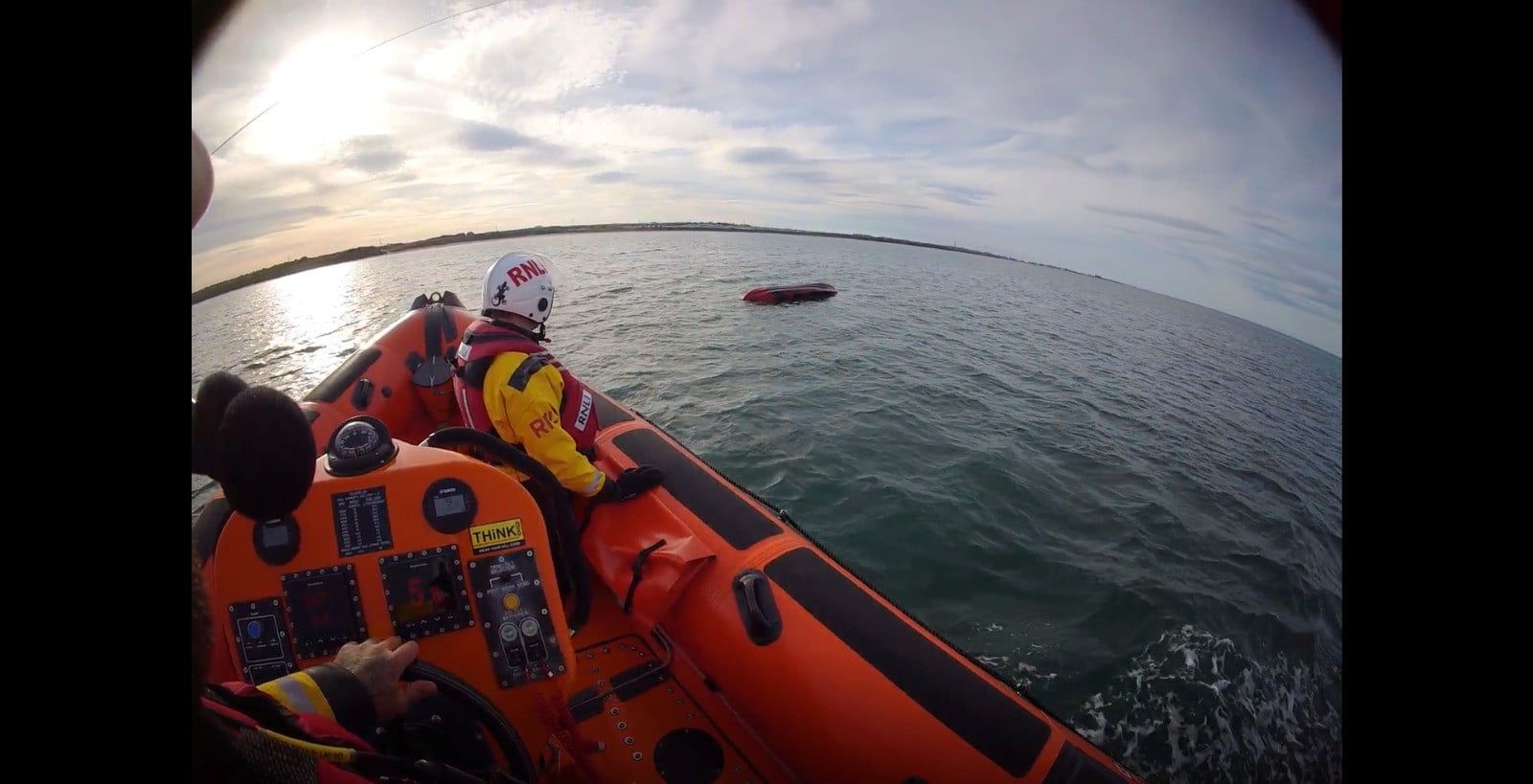 Rnli Night Rescue Newbiggin RNLI rescue person from the water after boat capsize | RNLI