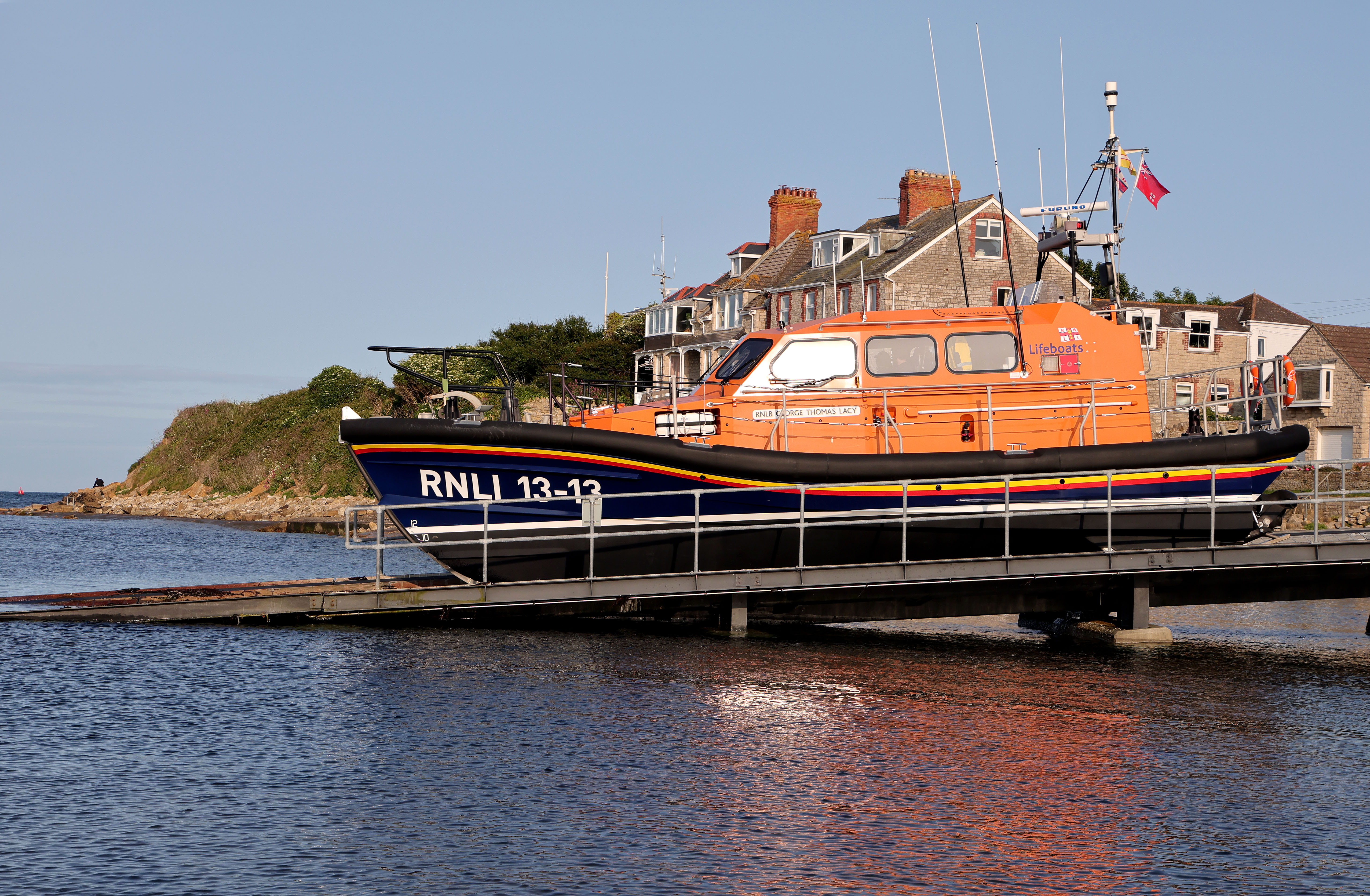 Swanage ALB launching down the slipway