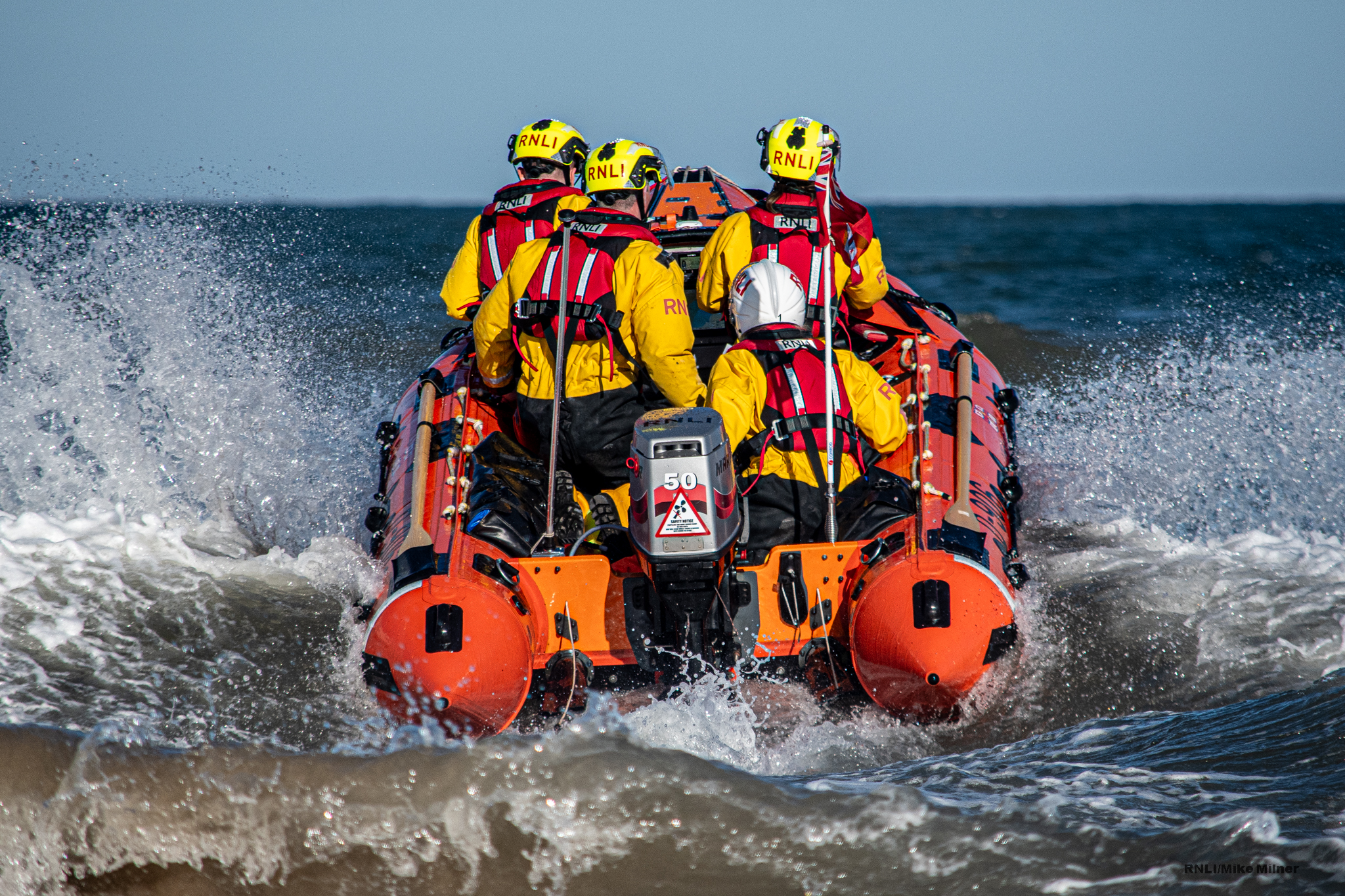 Bridlington RNLI inshore relief Lifeboat 'Richard Peter McFarland' pictured on a previous launch
