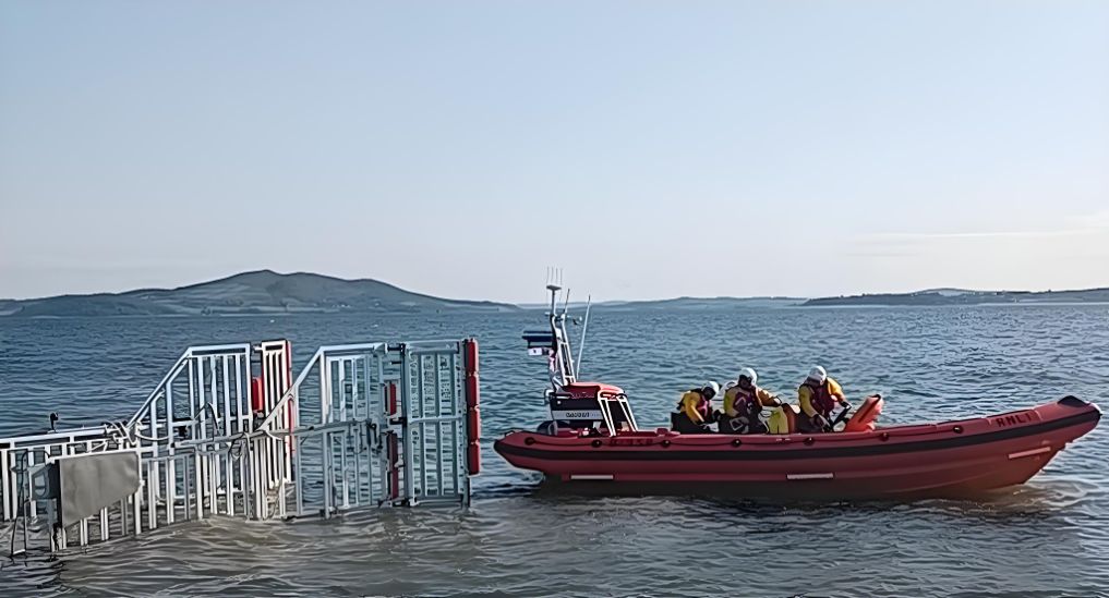 Lough Swiily RNLI's inshore lifeboat being recovered on to trailer after the incident