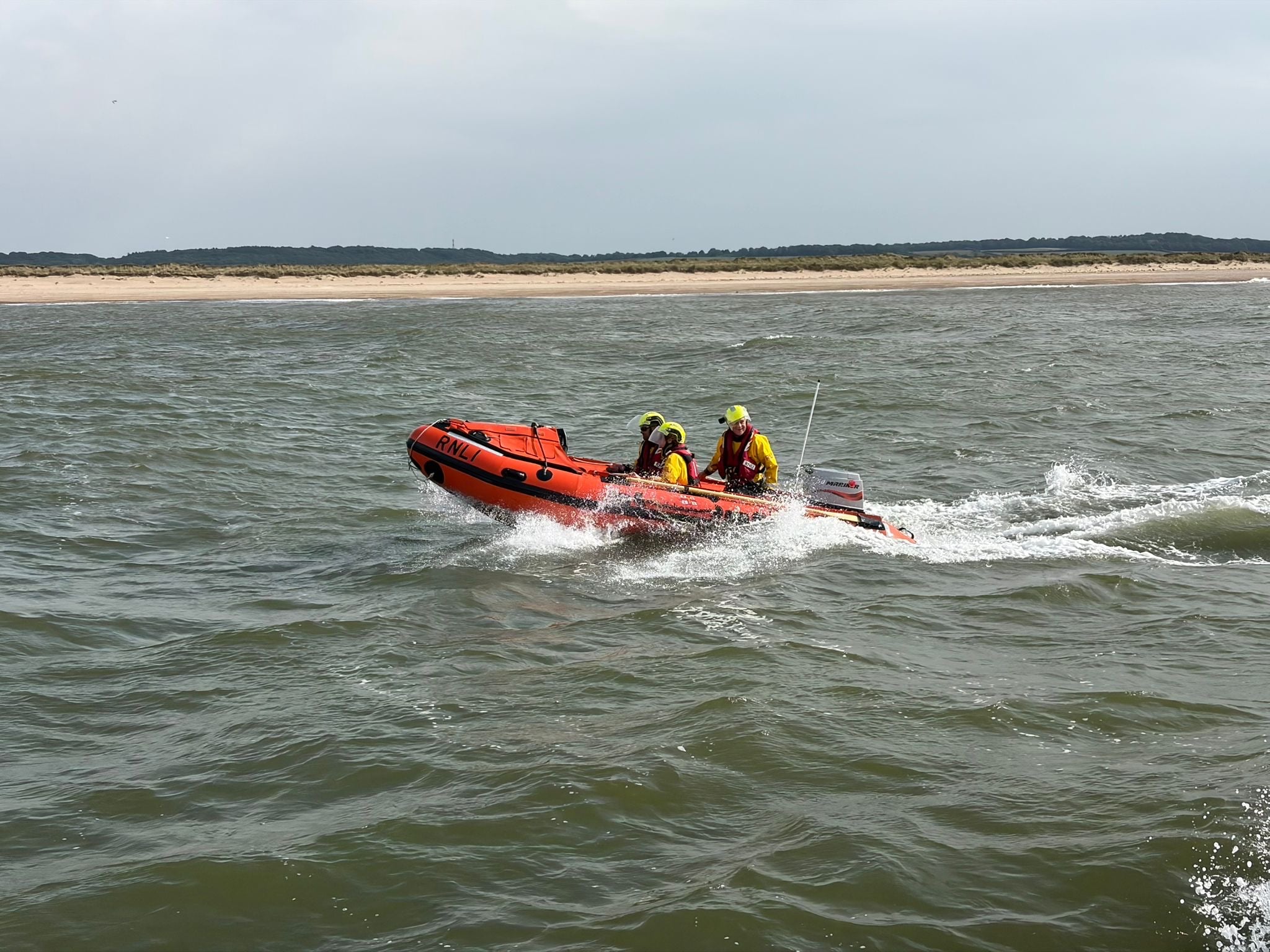Wells RNLI inshore lifeboat with a volunteer crew of three taken from Shannon class lifeboat Duke of Edinburgh
