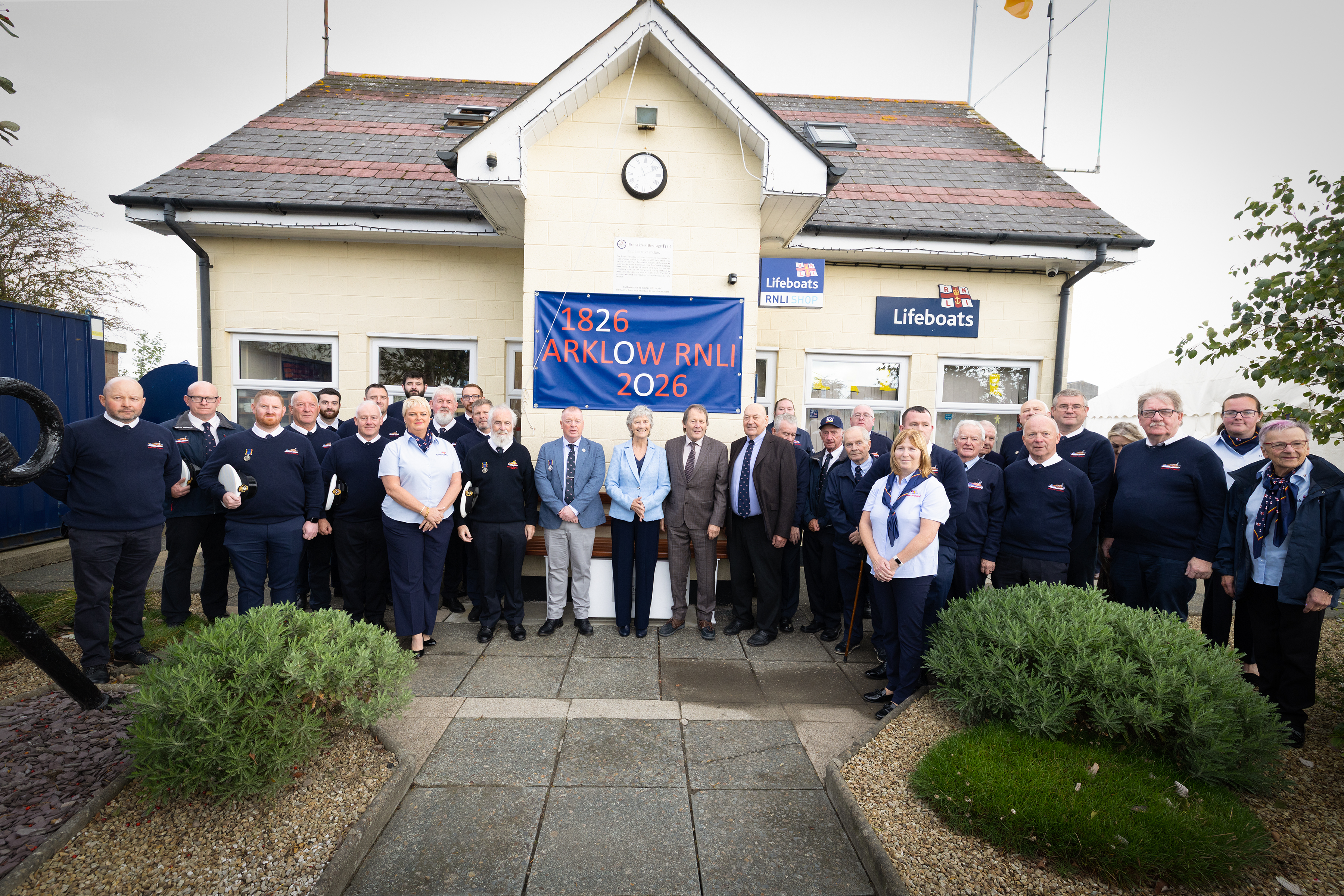 Members of Arklow RNLI and Trustee John Killeen pictured with President Catherine Connolly &amp; Brian McEnery