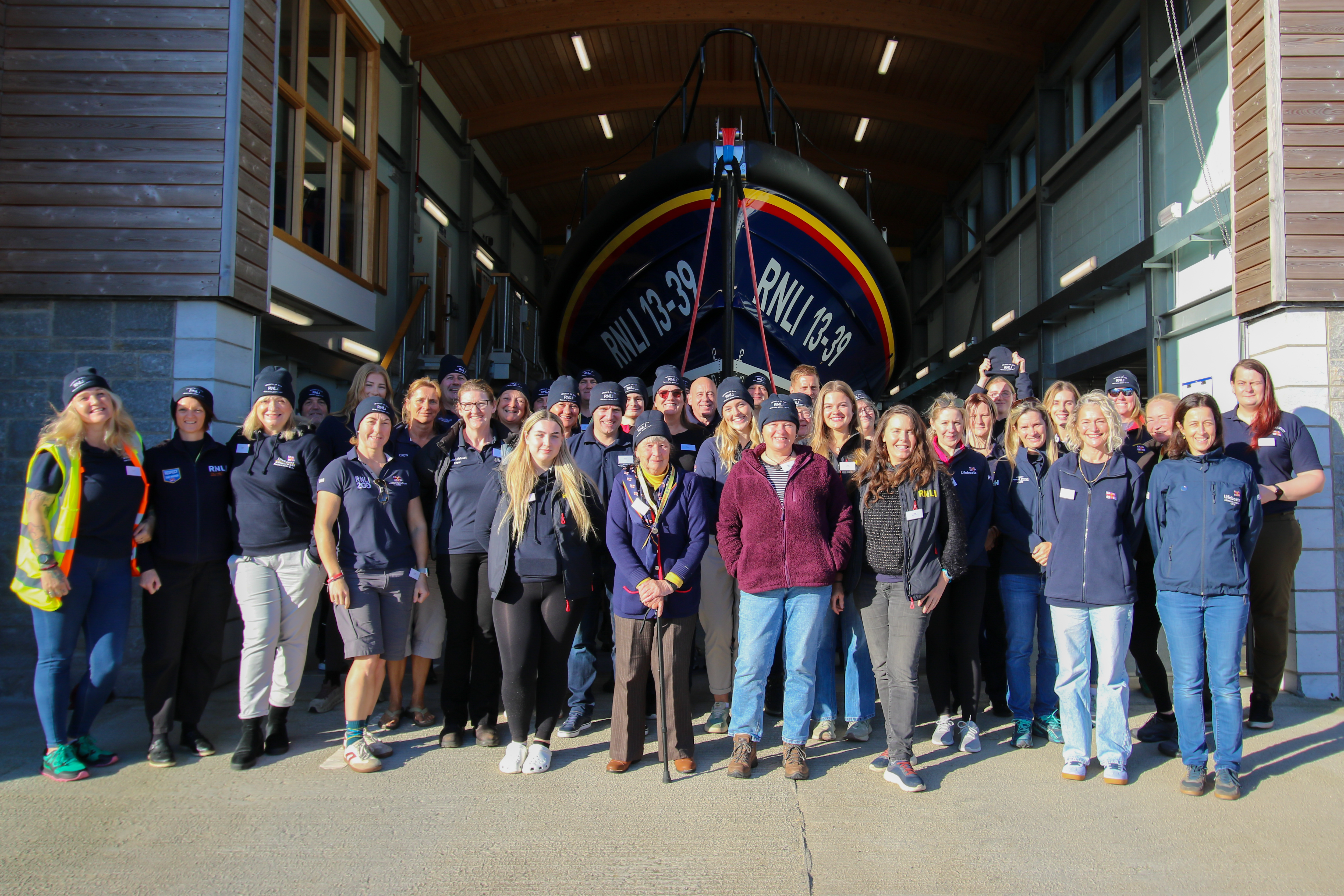 Group photo outside Pwllheli Lifeboat Station 