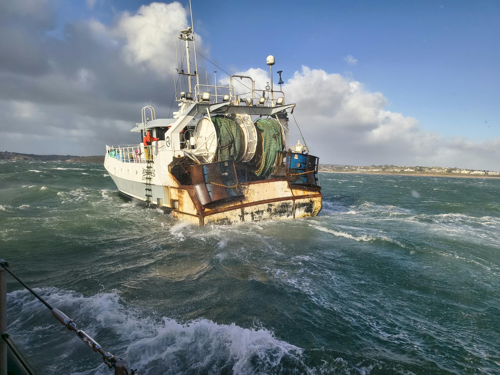 The 21-metre French fishing vessel in Falmouth Bay
