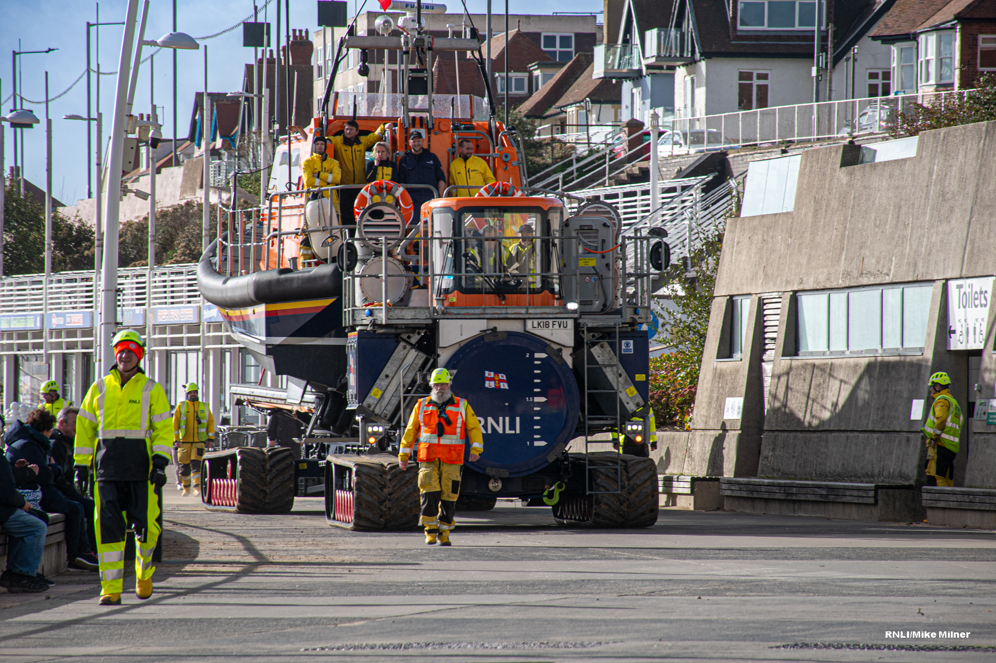 Bridlington RNLI all-weather boat returning to the lifeboat station on Sunday 25 October 2026.