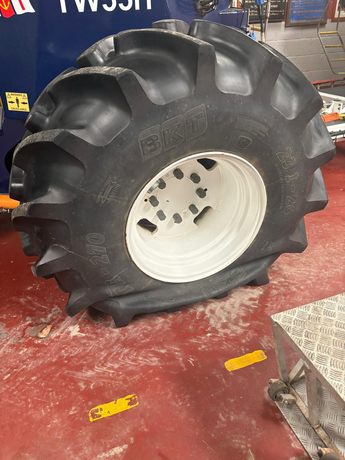 The incapacitated Launch Tractor, fortunately saved by fitting a replacement inner tube